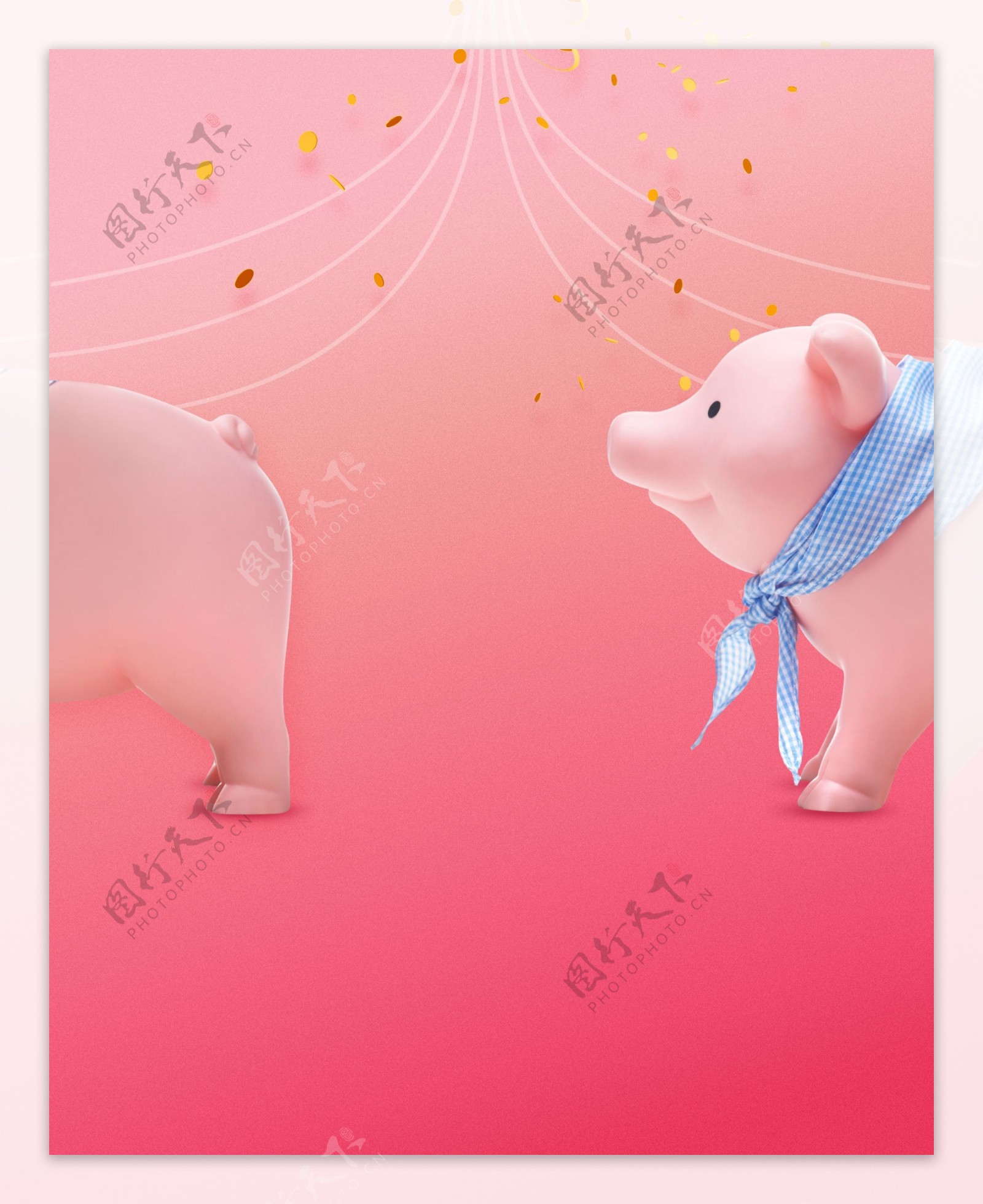 粉色猪年形象背景素材