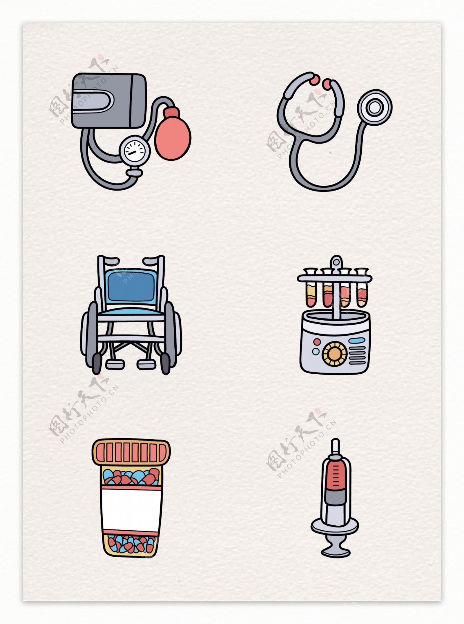 卡通手绘医疗设备医疗元素设计