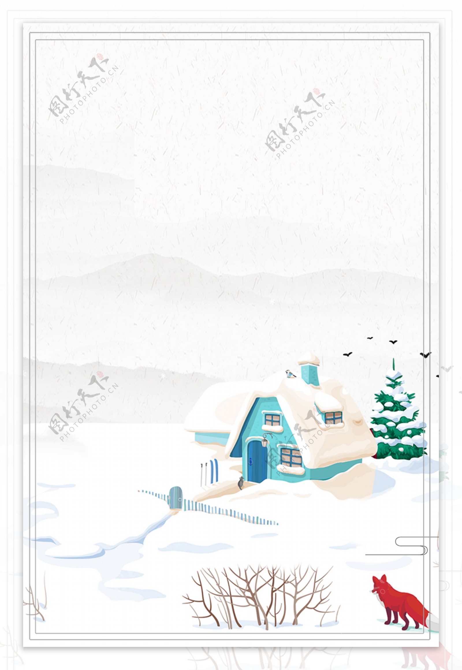 简约中国风冬季圣诞节背景设计