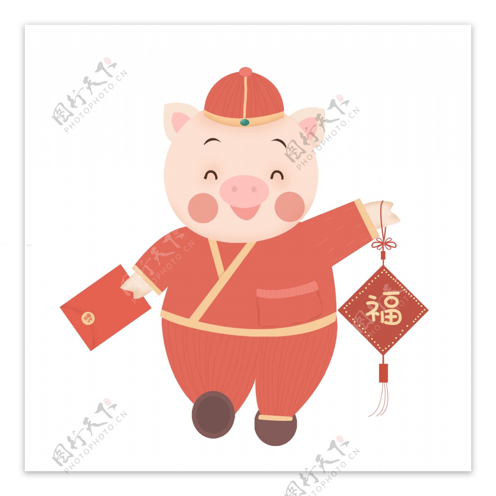猪年送福卡通手绘小猪