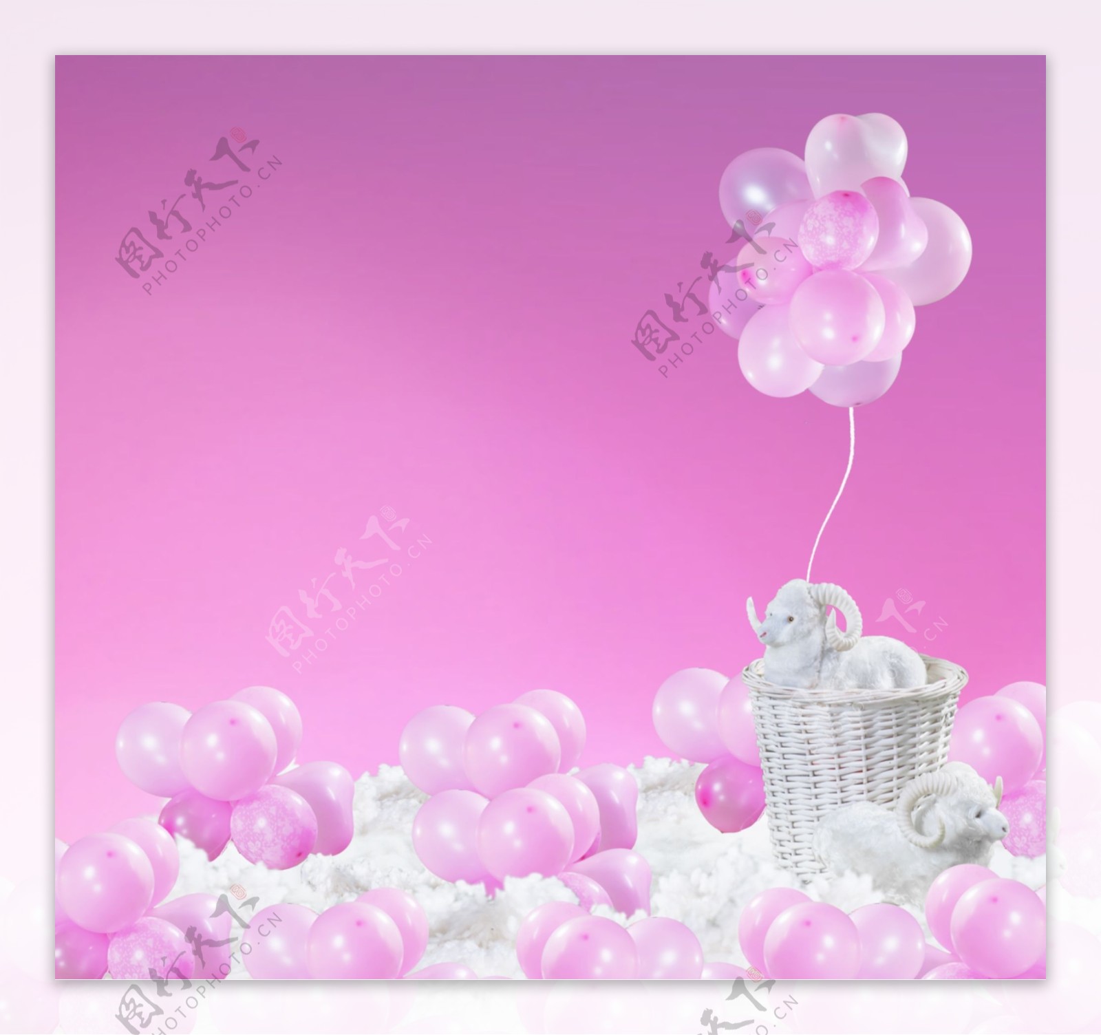 气球粉色背景儿童拍照背景