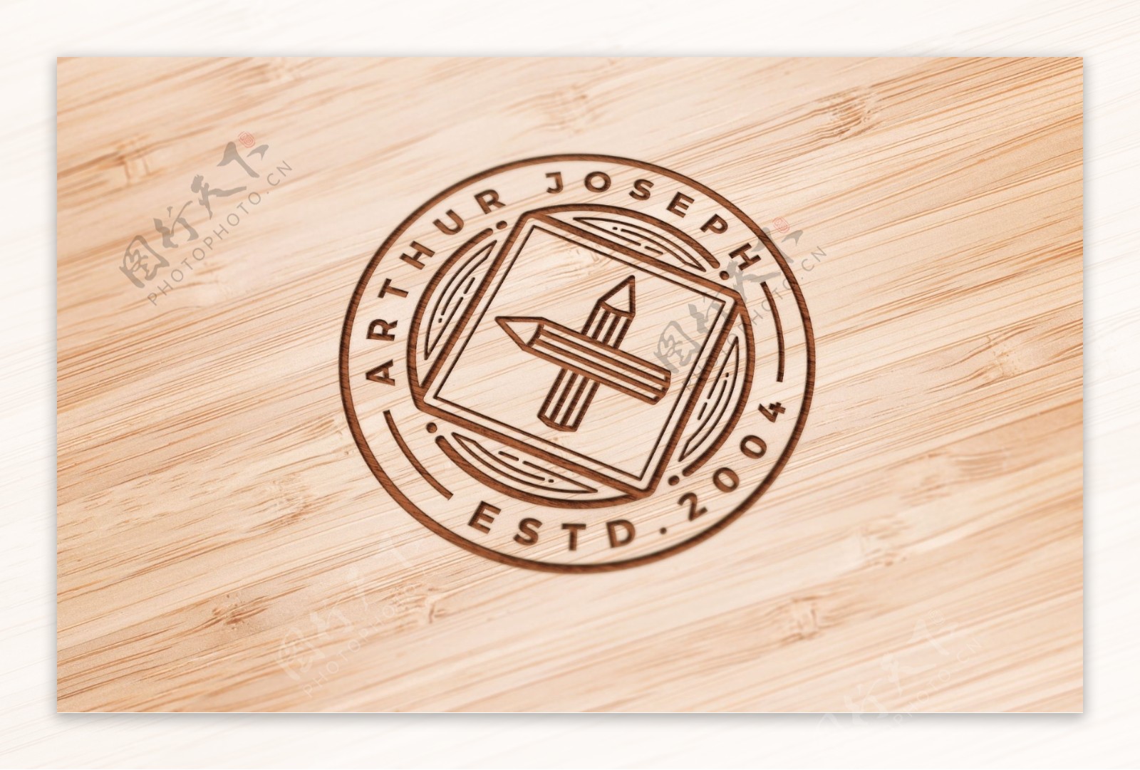 木纹logo样机模板
