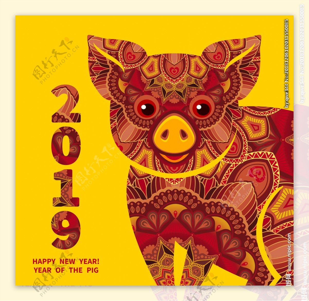 2019年猪年插画