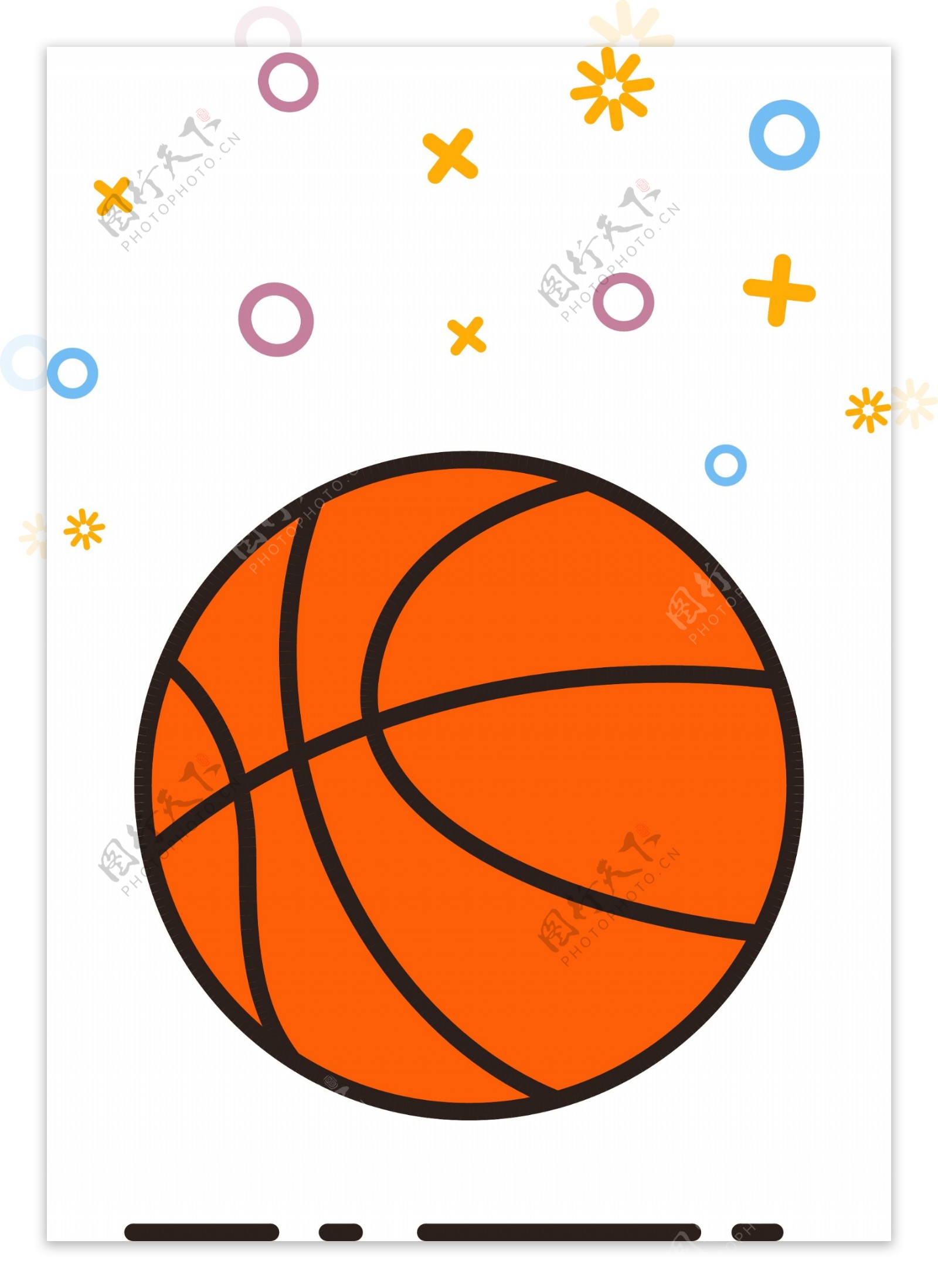 MBE图标卡通篮球橙色手绘矢量可商用素材