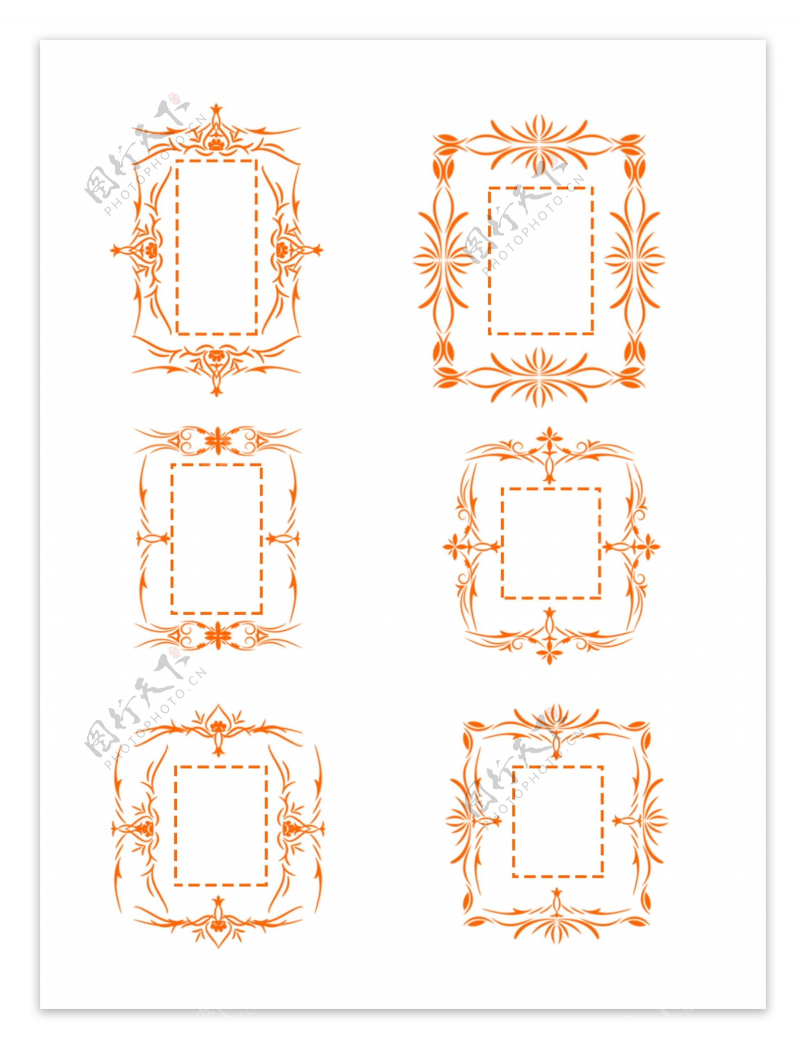 原创欧式复杂边框套图橙色严肃可商用元素