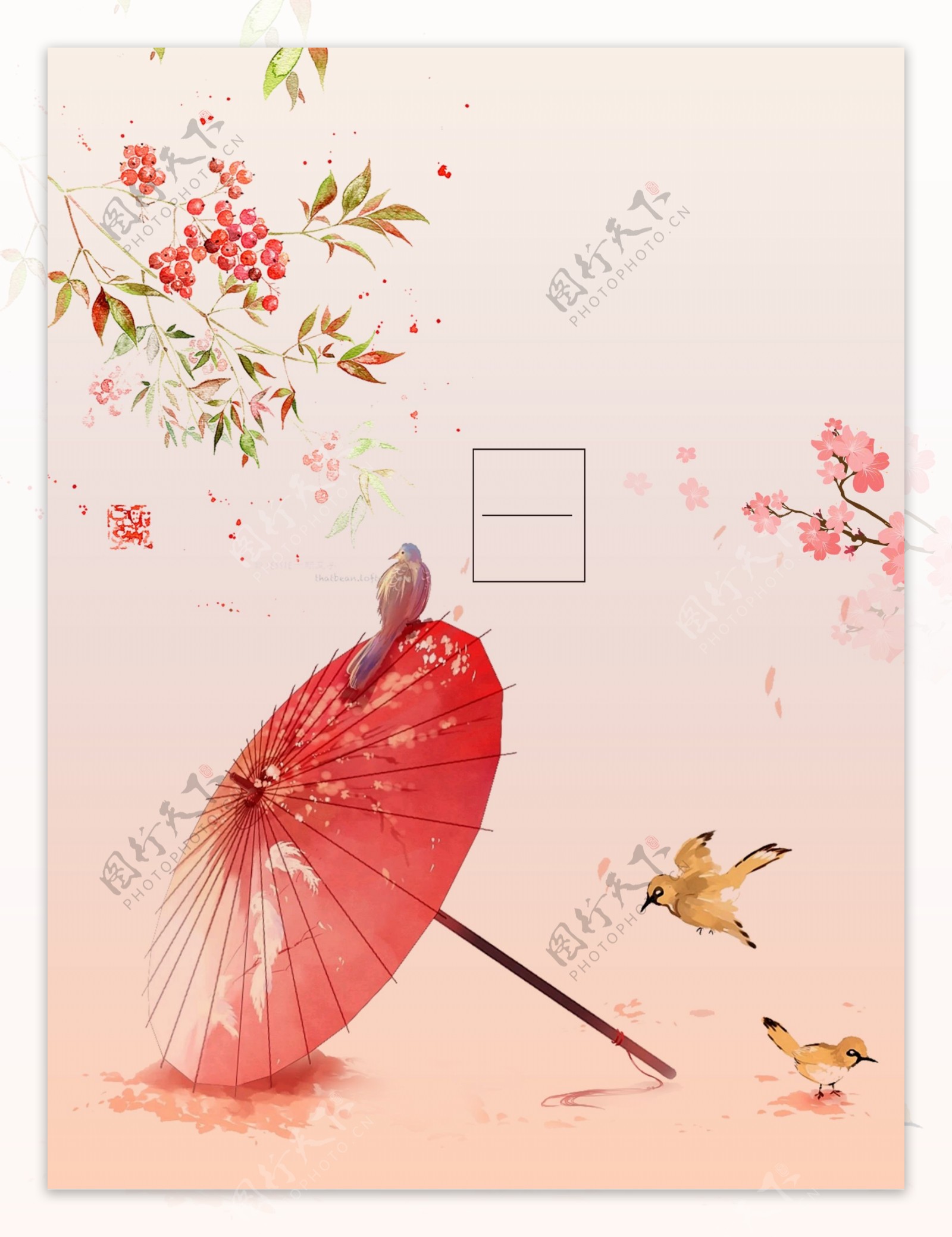 中国风桃花广告背景