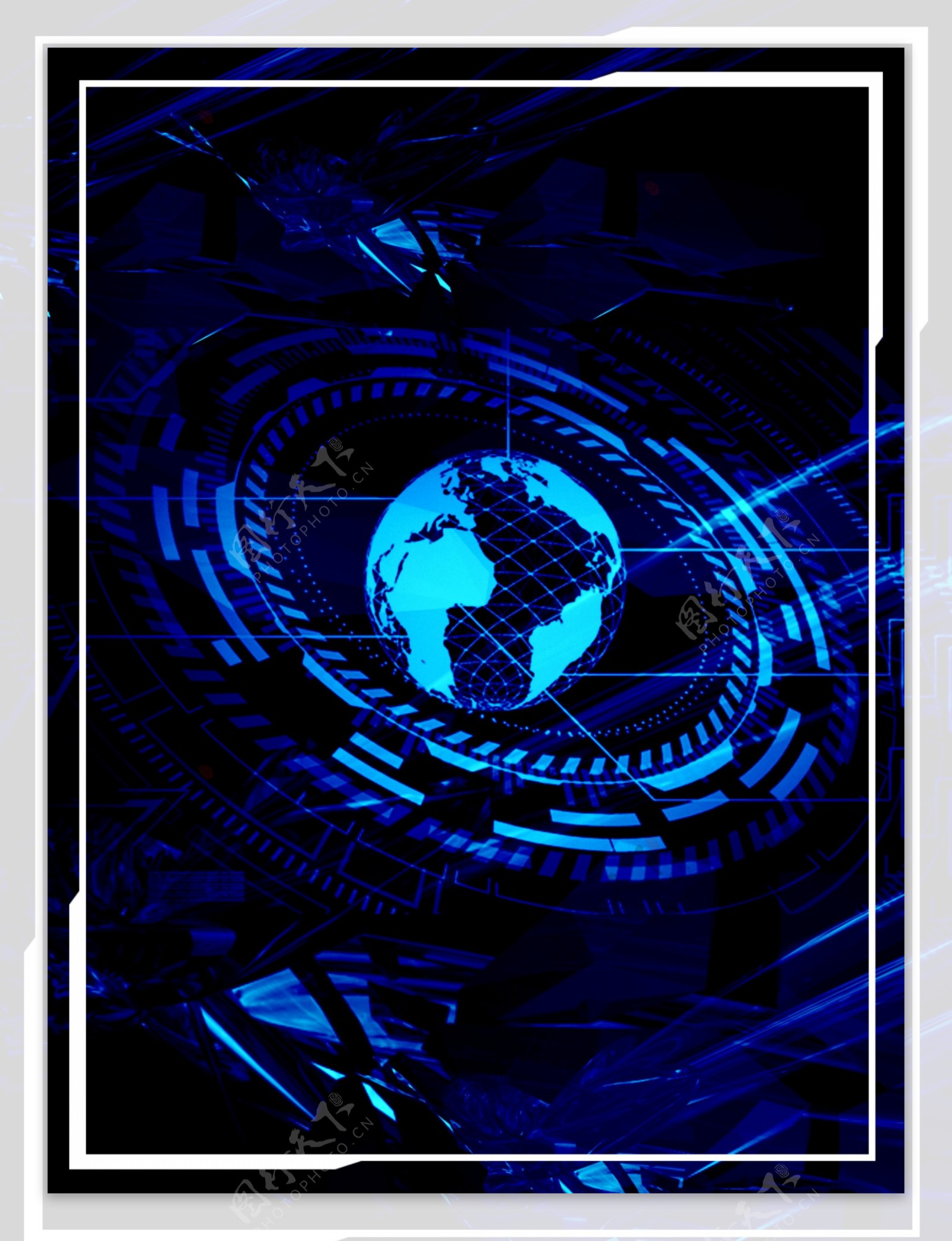 蓝色科技世界地图地球酷炫背景