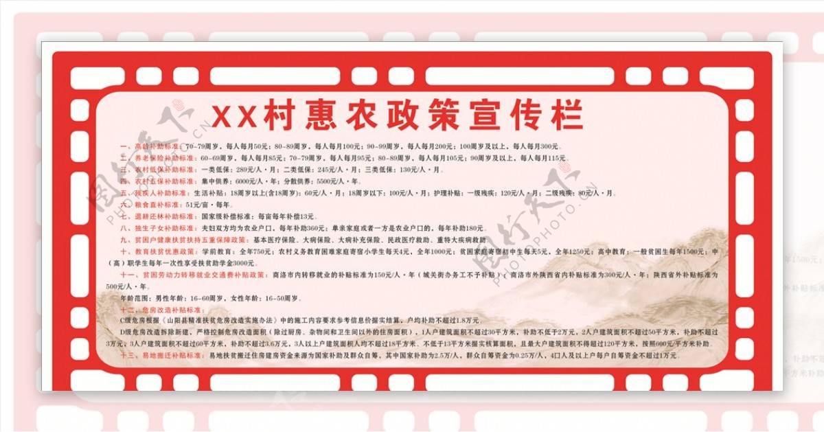 惠农政策宣传栏