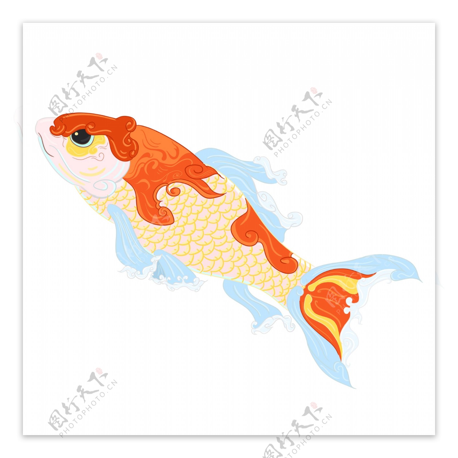 中国风手绘锦鲤鲤鱼设计元素