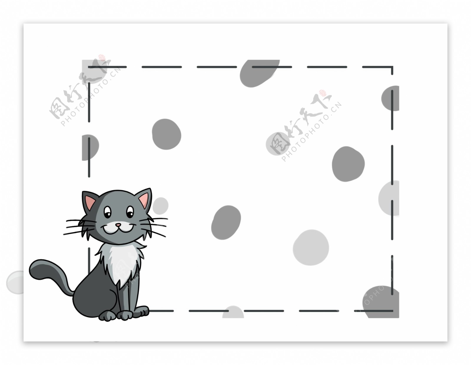 可爱的灰色猫咪边框插画