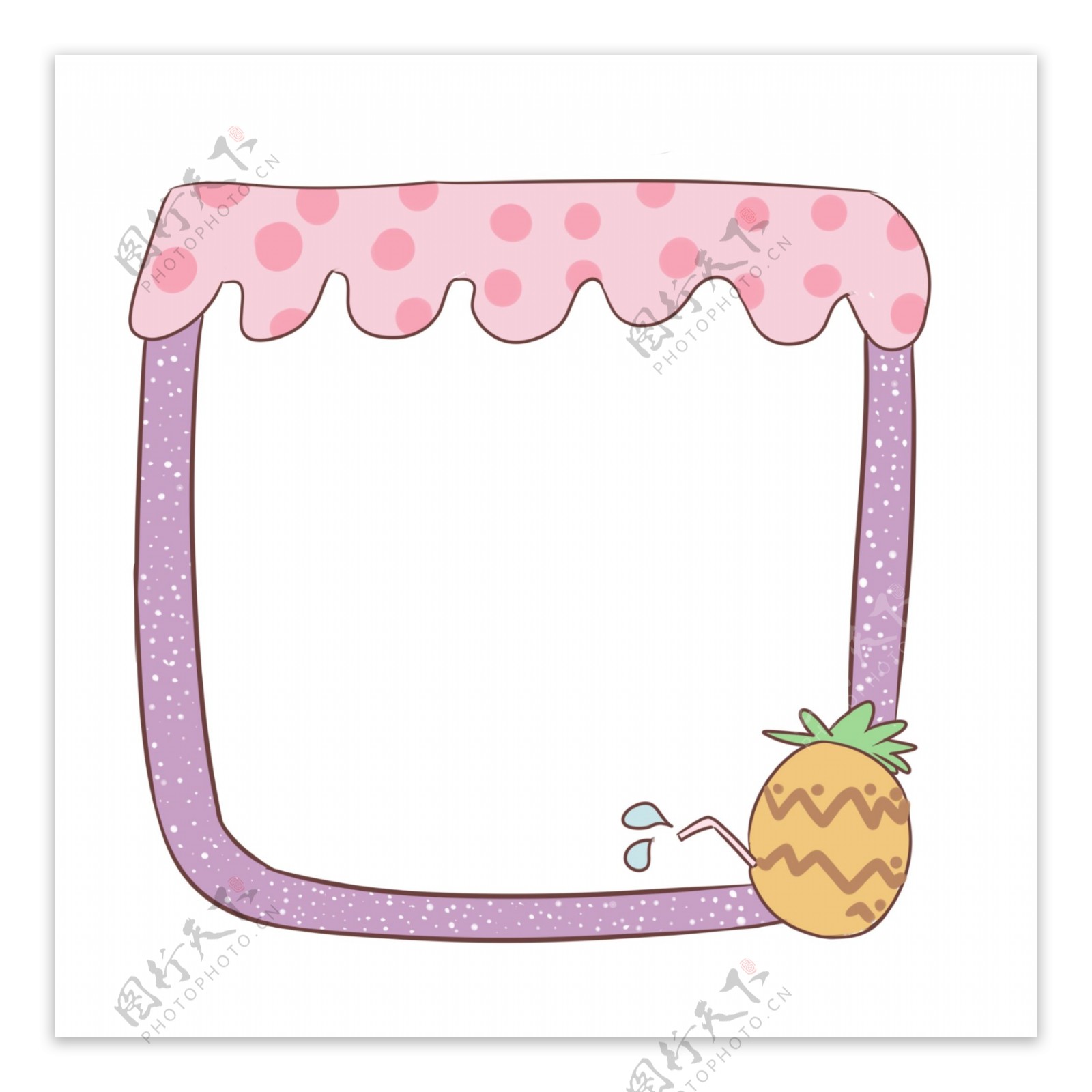 紫色的菠萝边框插画