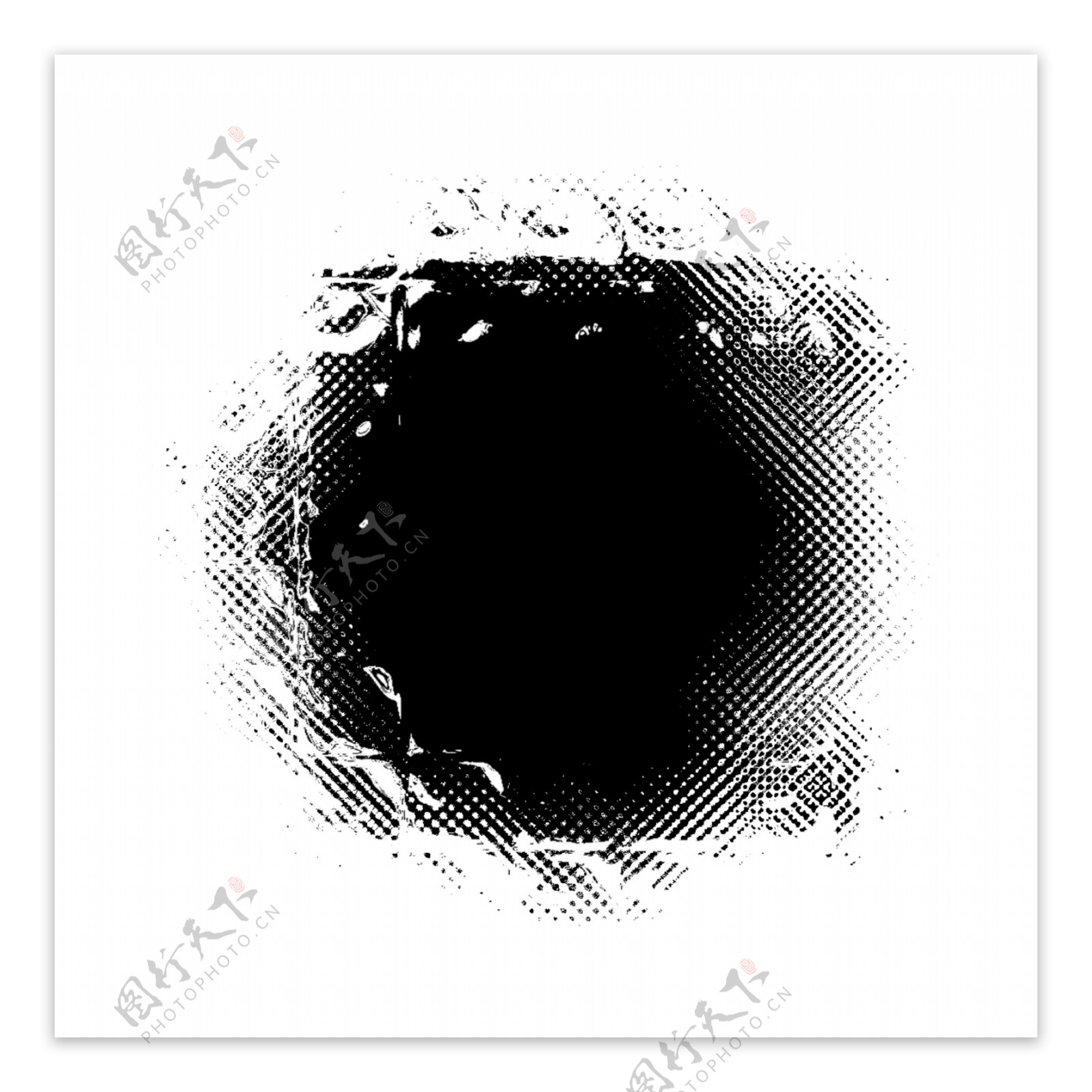 水彩黑色卡通洞孔
