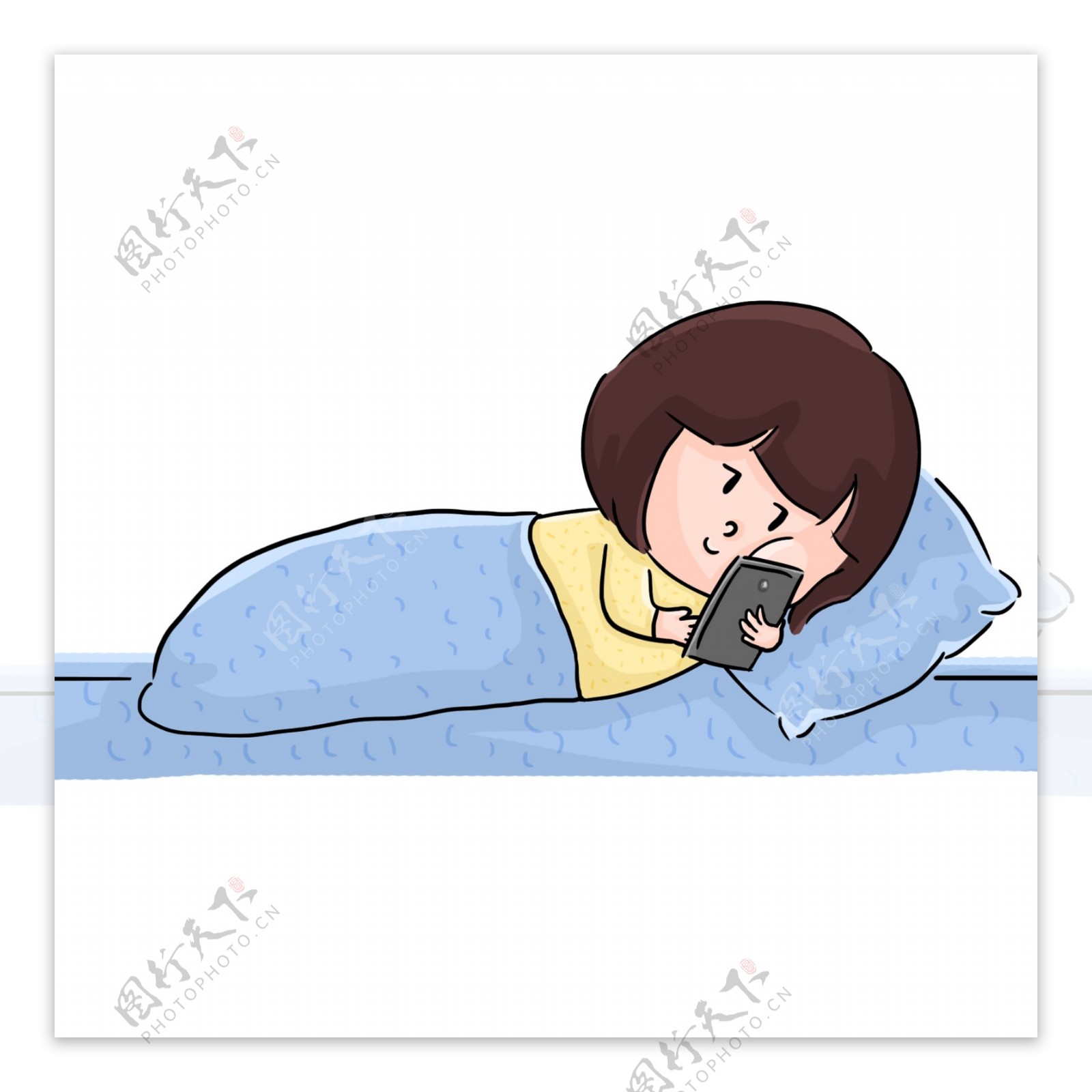 卡通躺著的女孩, 人物, 休息, 元素素材圖案，PSD和PNG圖片免費下載