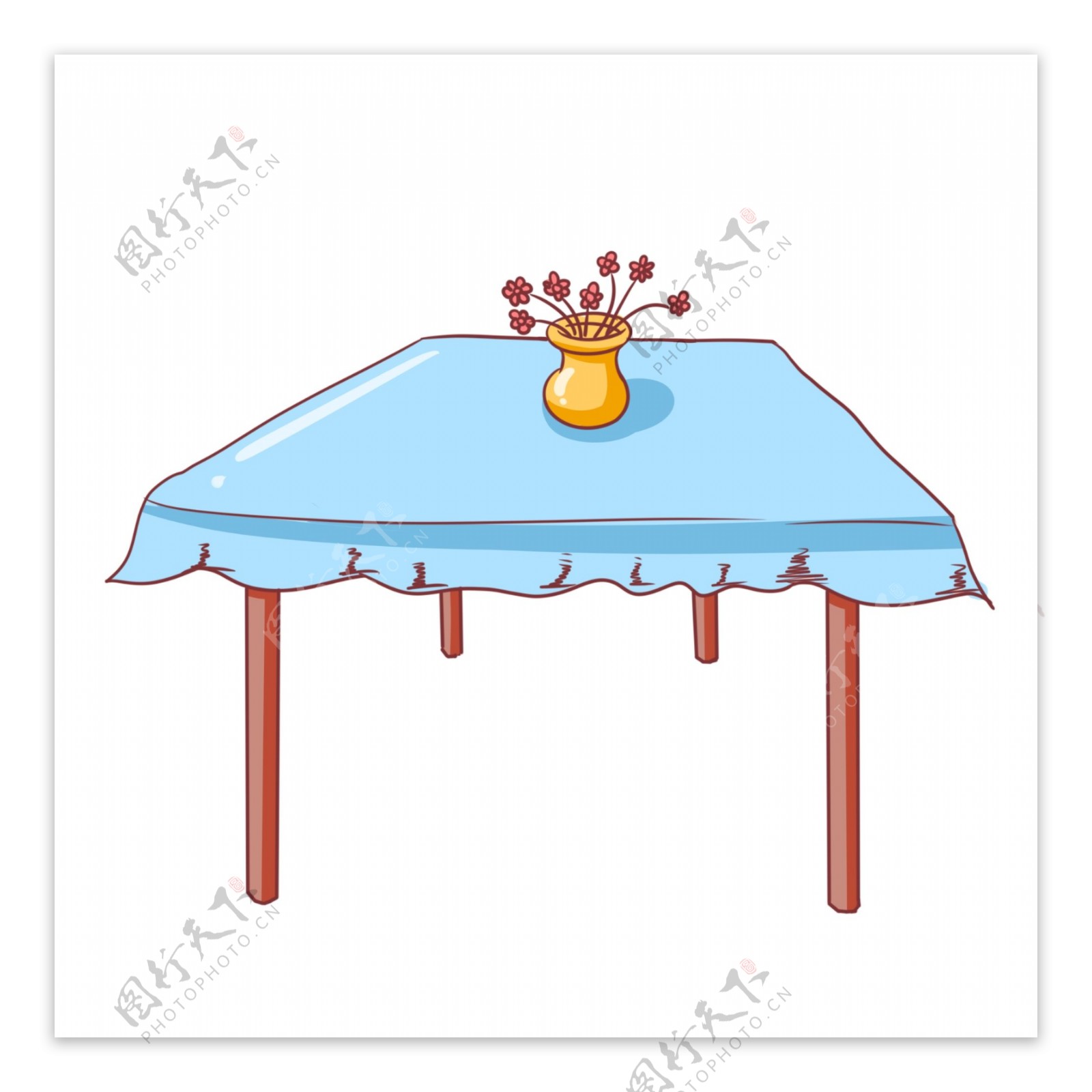 手绘餐厅桌子插画