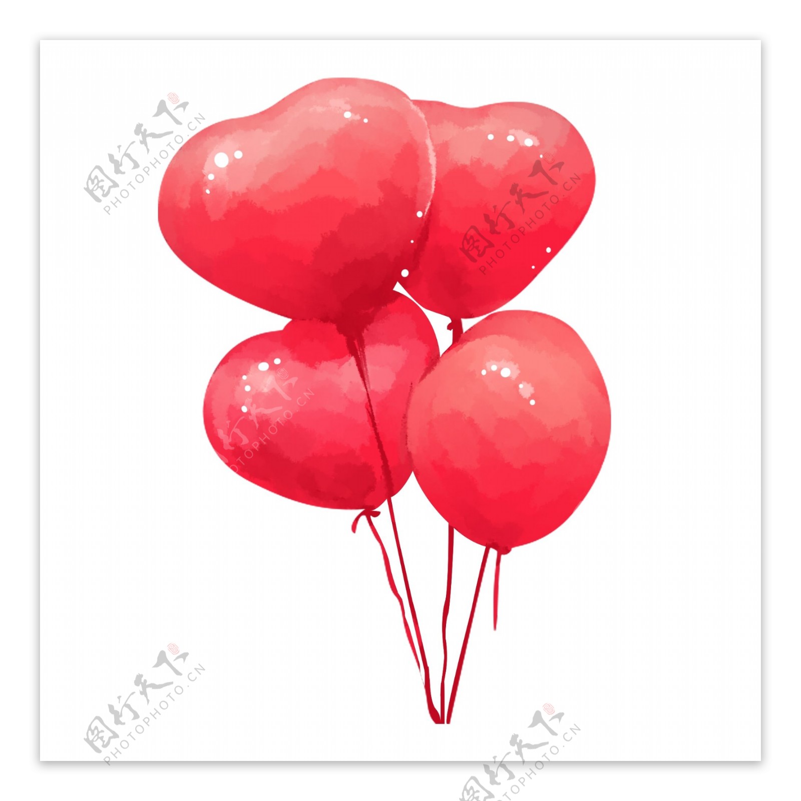 红色爱心气球插画
