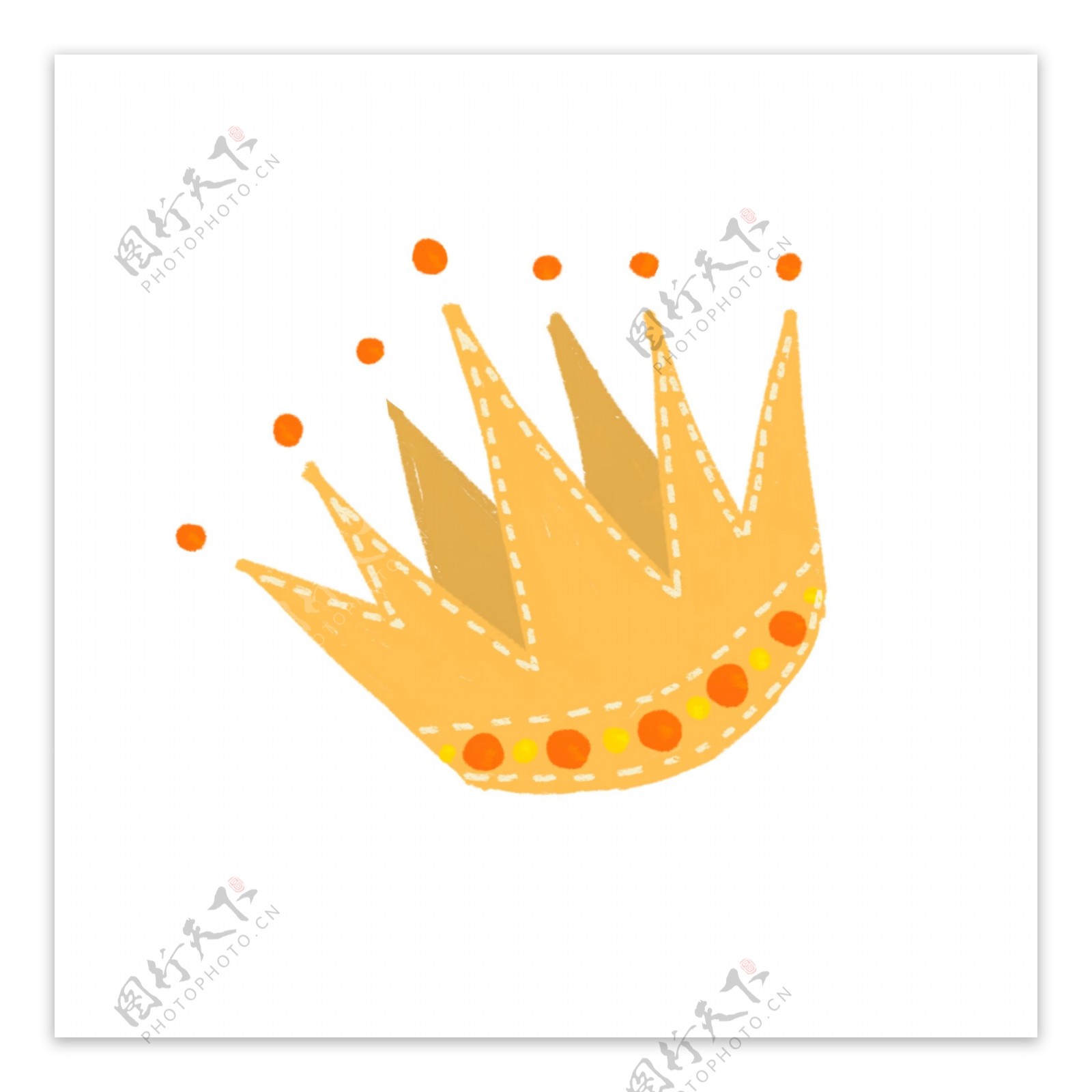 卡通手绘插画装饰黄色皇冠王冠