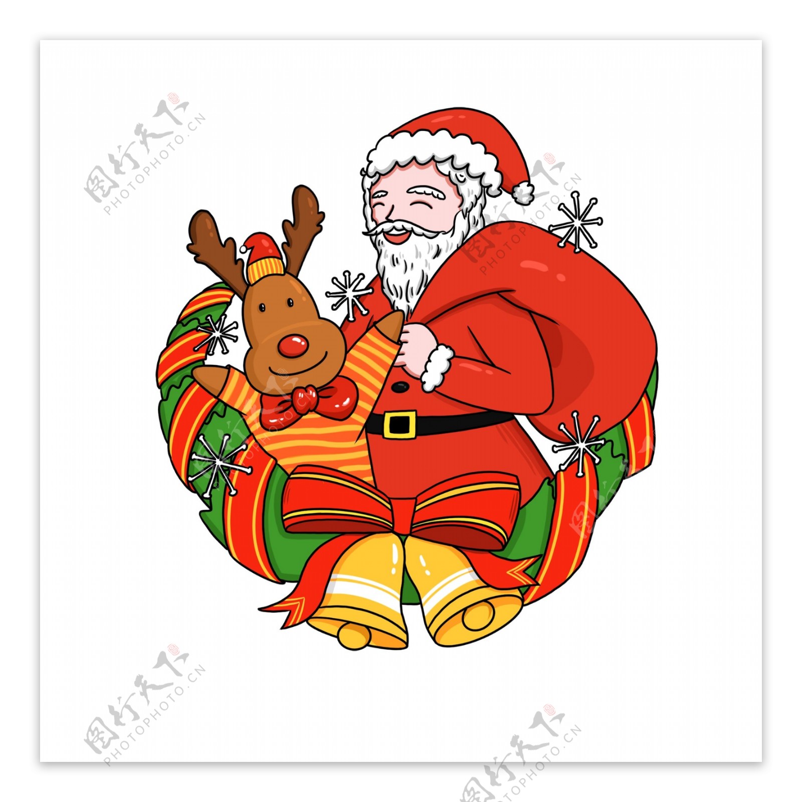 圣诞节红色圣诞老人麋鹿