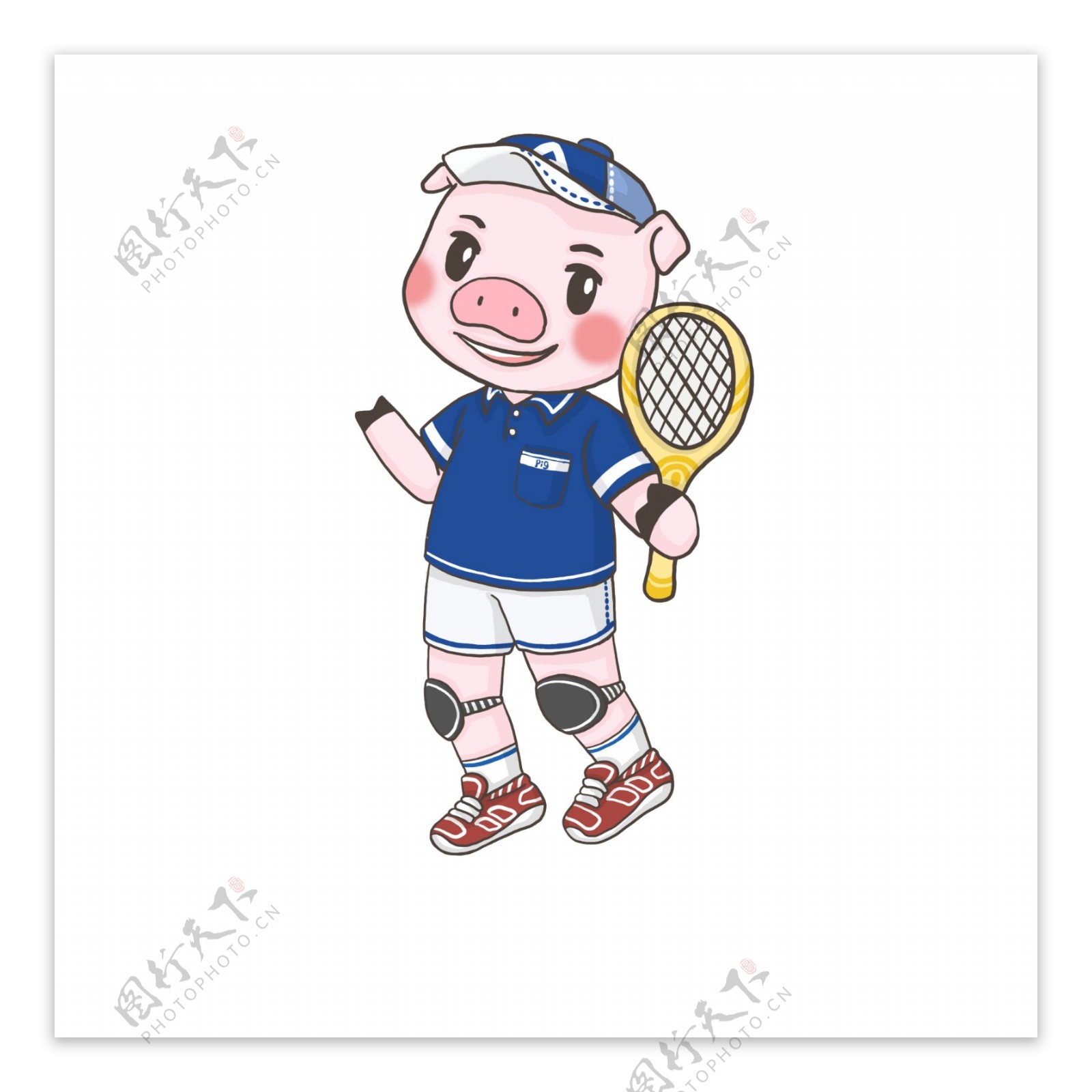 打网球的猪猪PNG