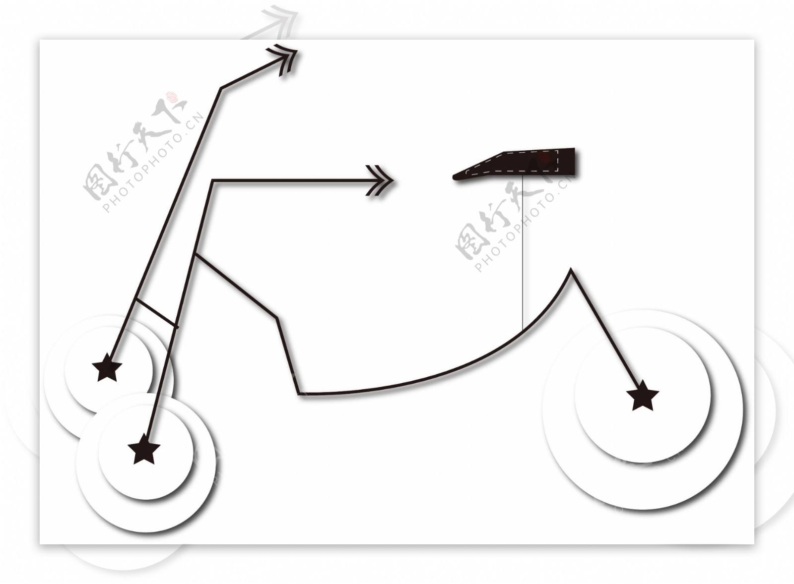 简约自行车黑白矢量图单车可商用