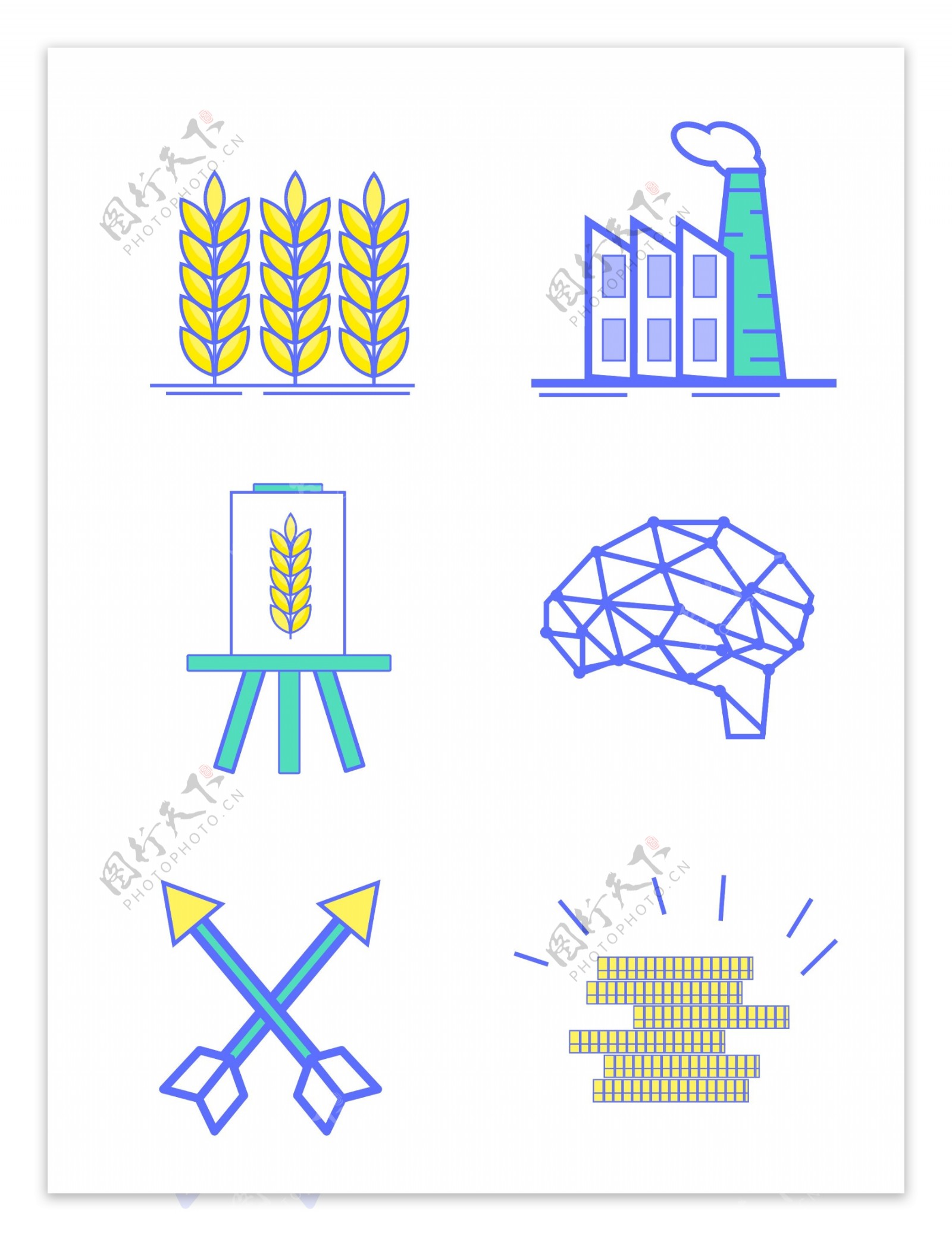 图标风景稻麦科技农场矢量ai可商用元素