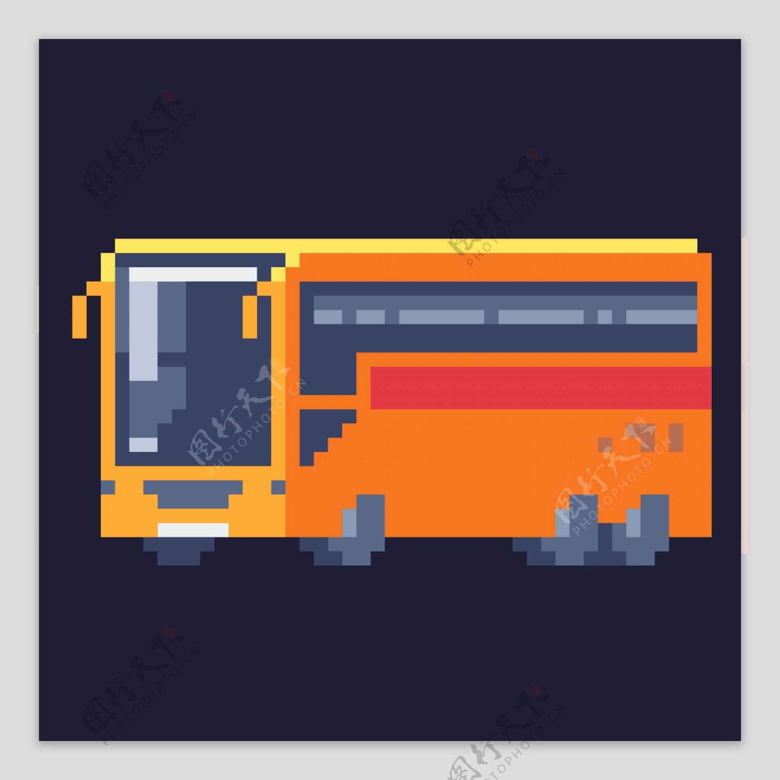 公交车汽车像素化ui图标icon