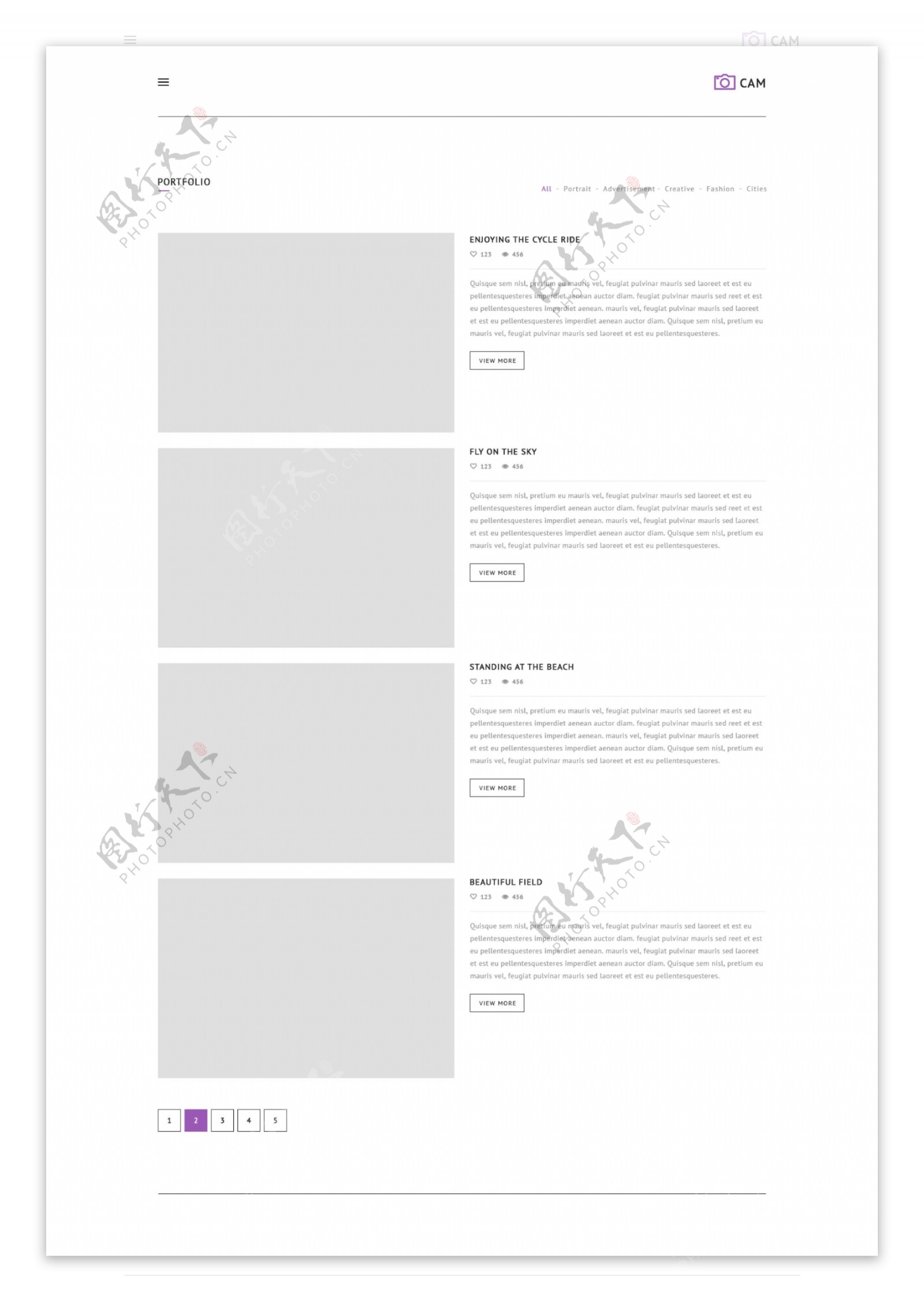 简约二级页面网页设计模板