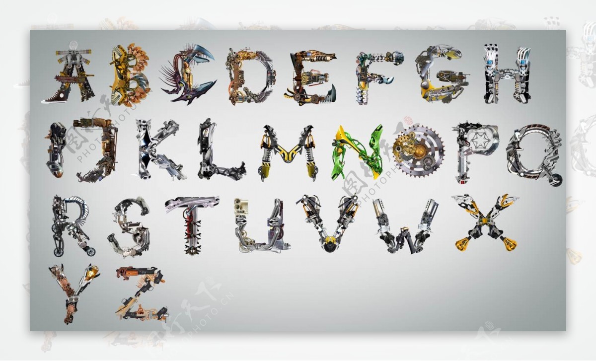 创意机械字母的变形组合动画ae模板