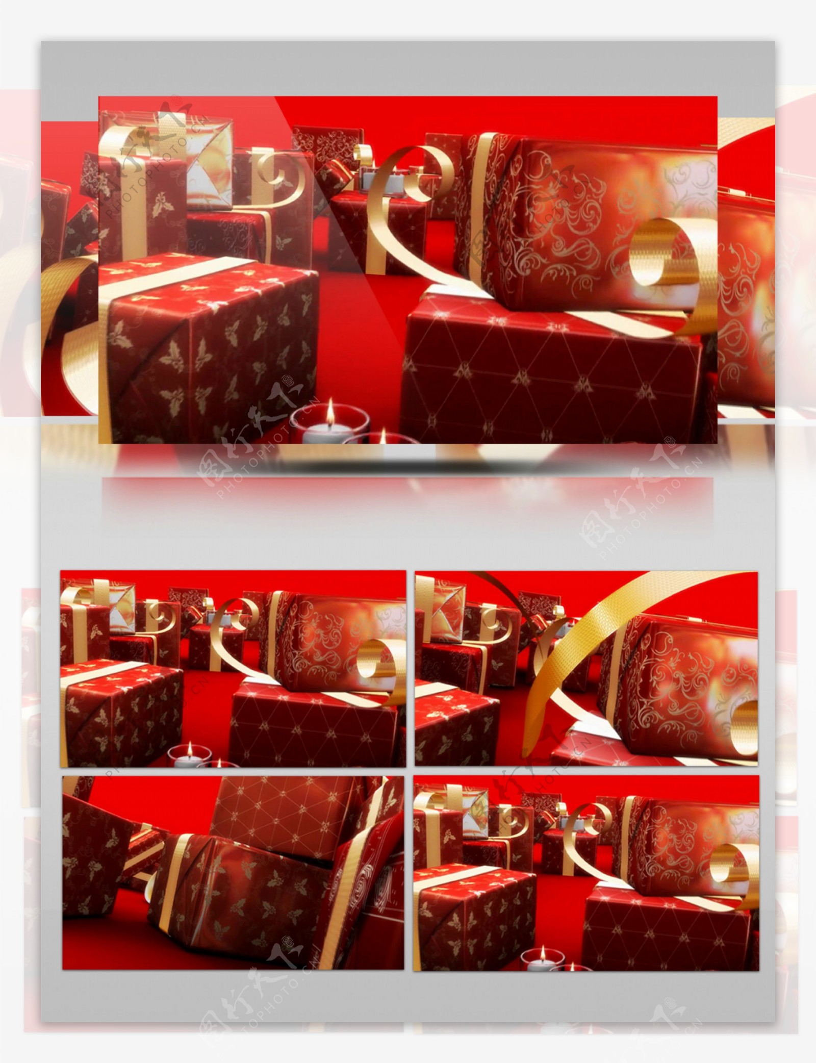 温馨圣诞红色蜡烛礼物节日喜庆视频素材