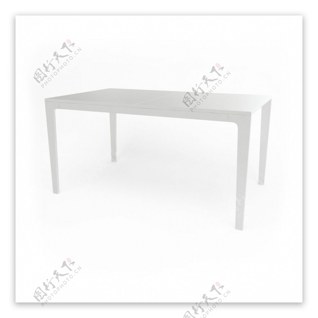 白色长方形桌子模型素材