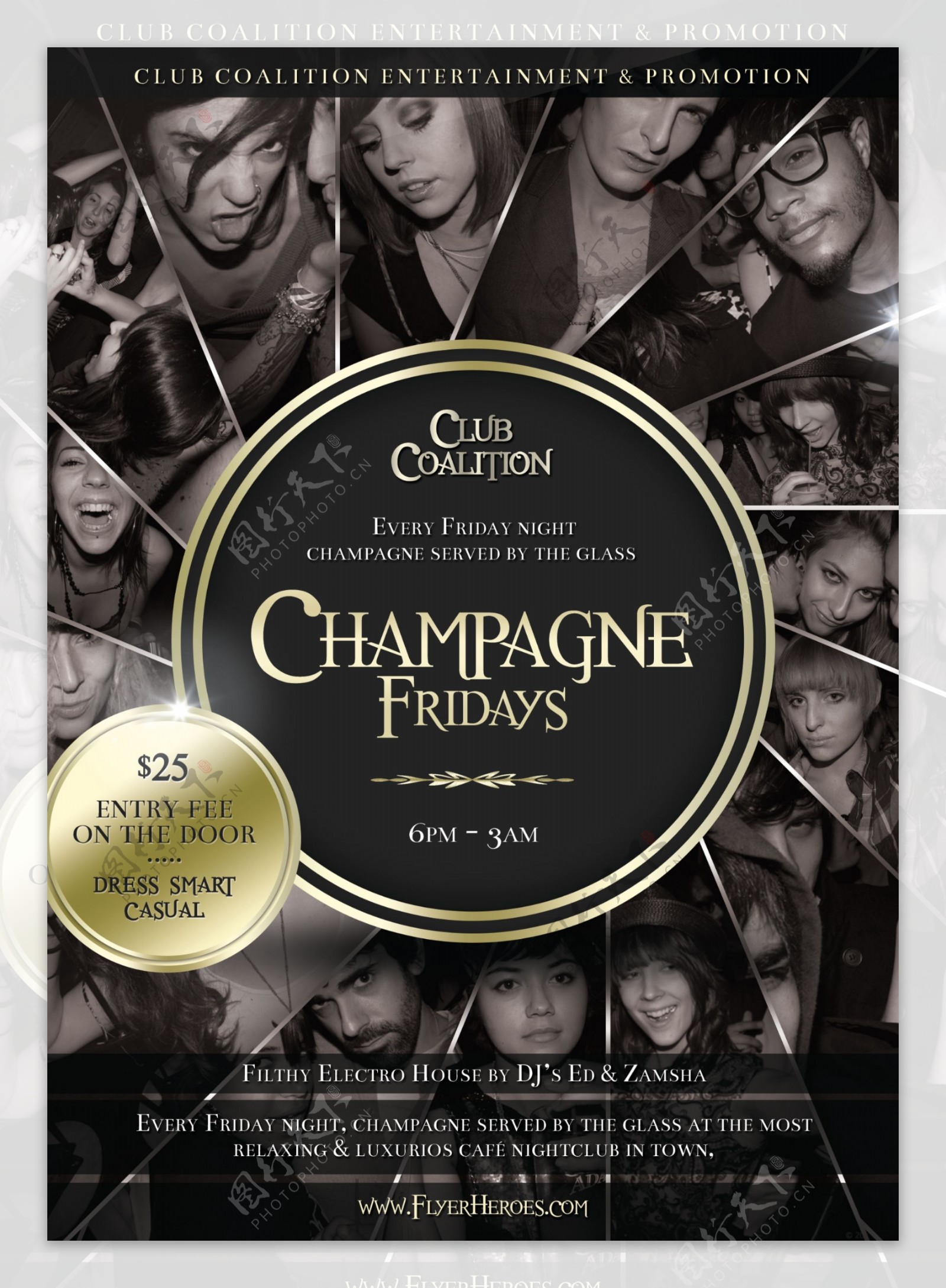 champagnefriday国外创意欧美风酒吧宣传海报宣传单页