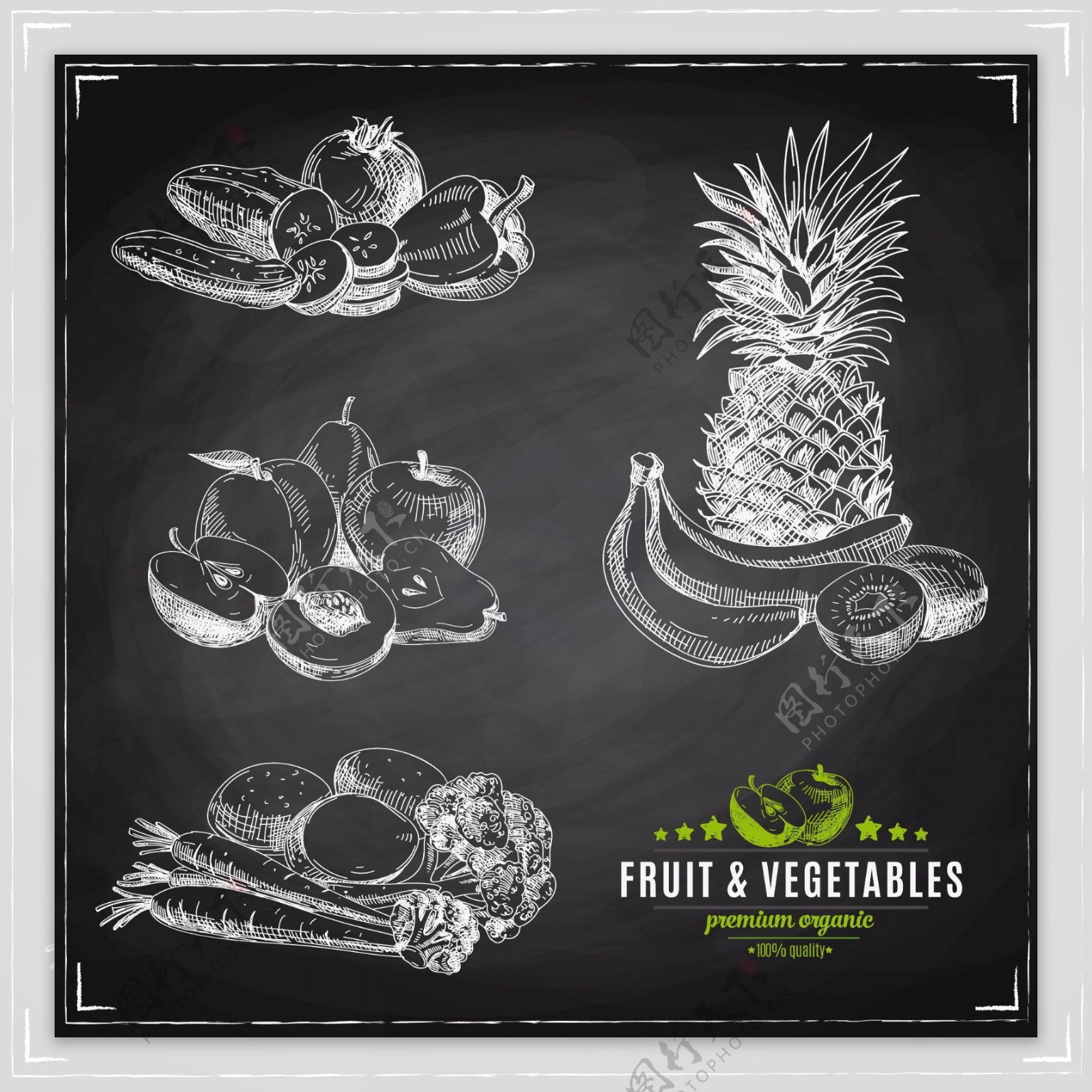 手绘种蔬菜和水果插画