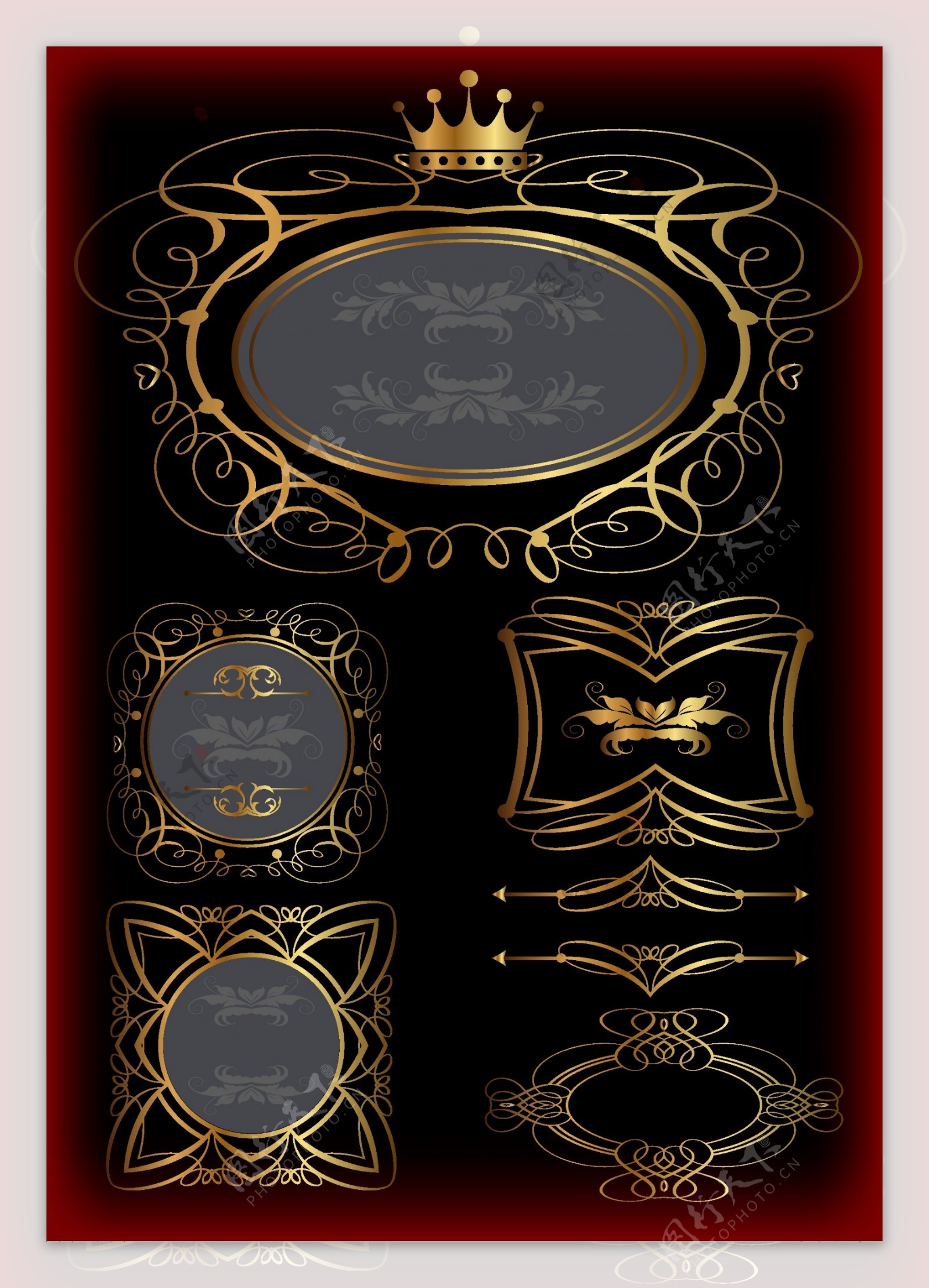 古典皇冠花边装饰网页设计标签
