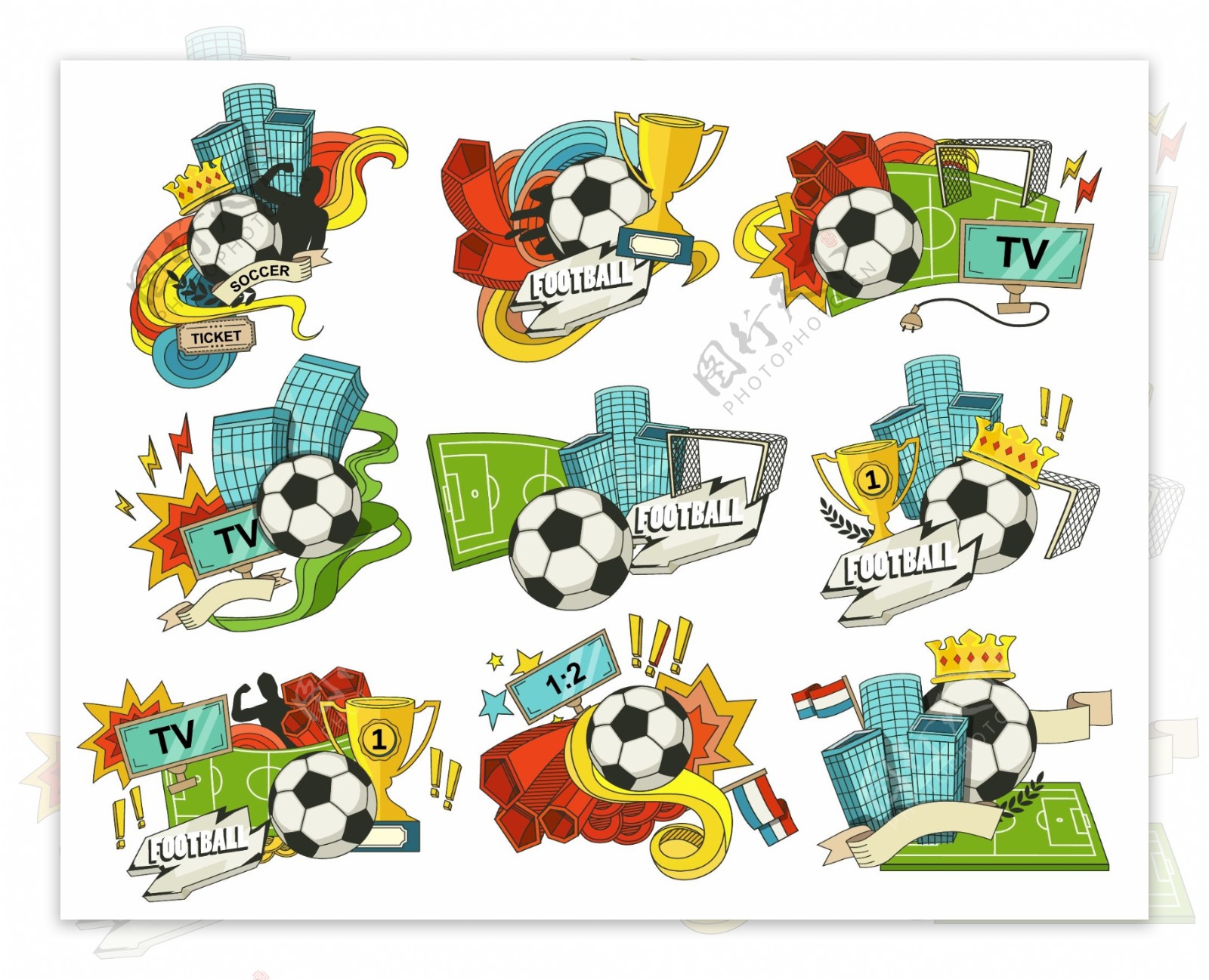 足球比赛装饰海报矢量素材