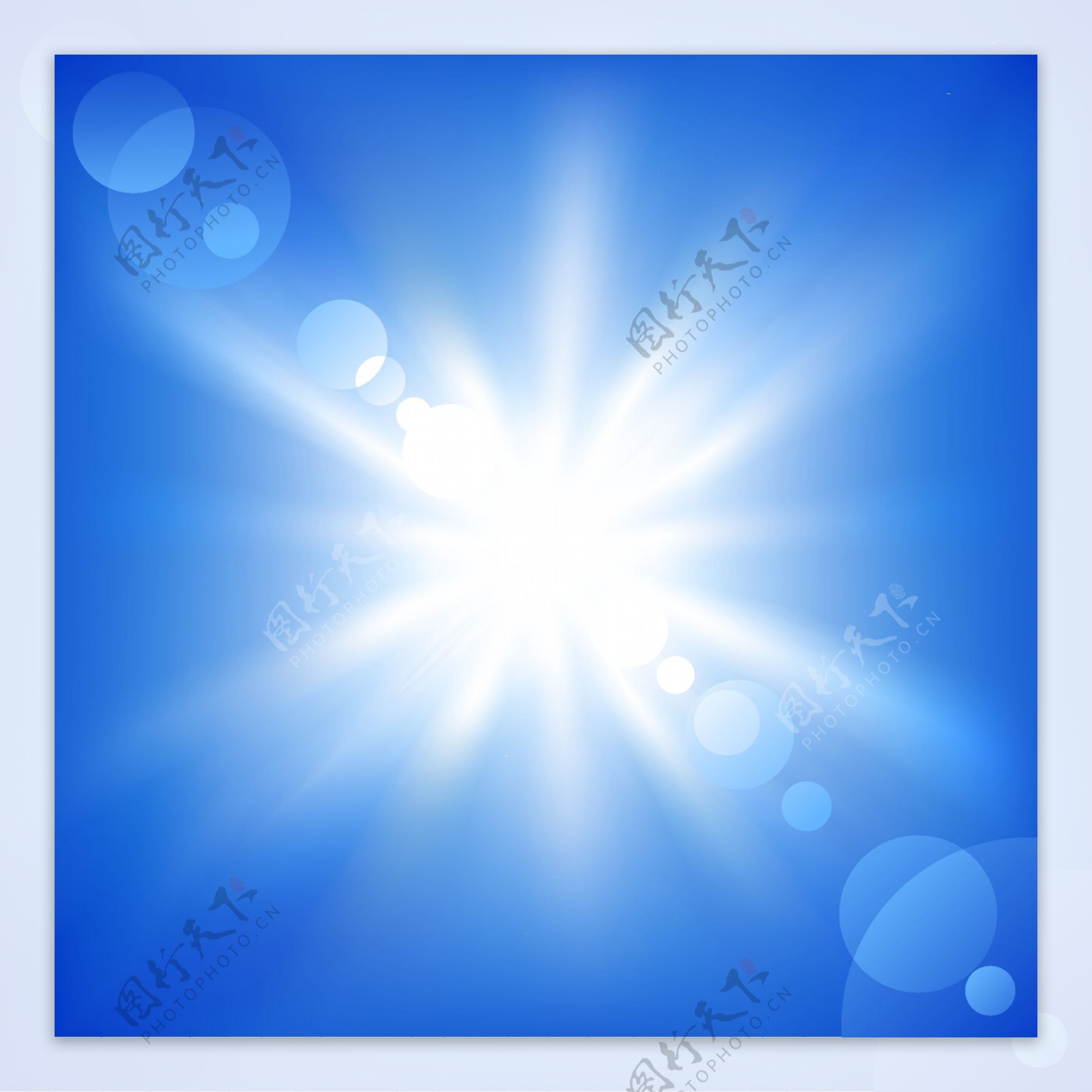 蓝天阳光照射光线效果背景矢量素材