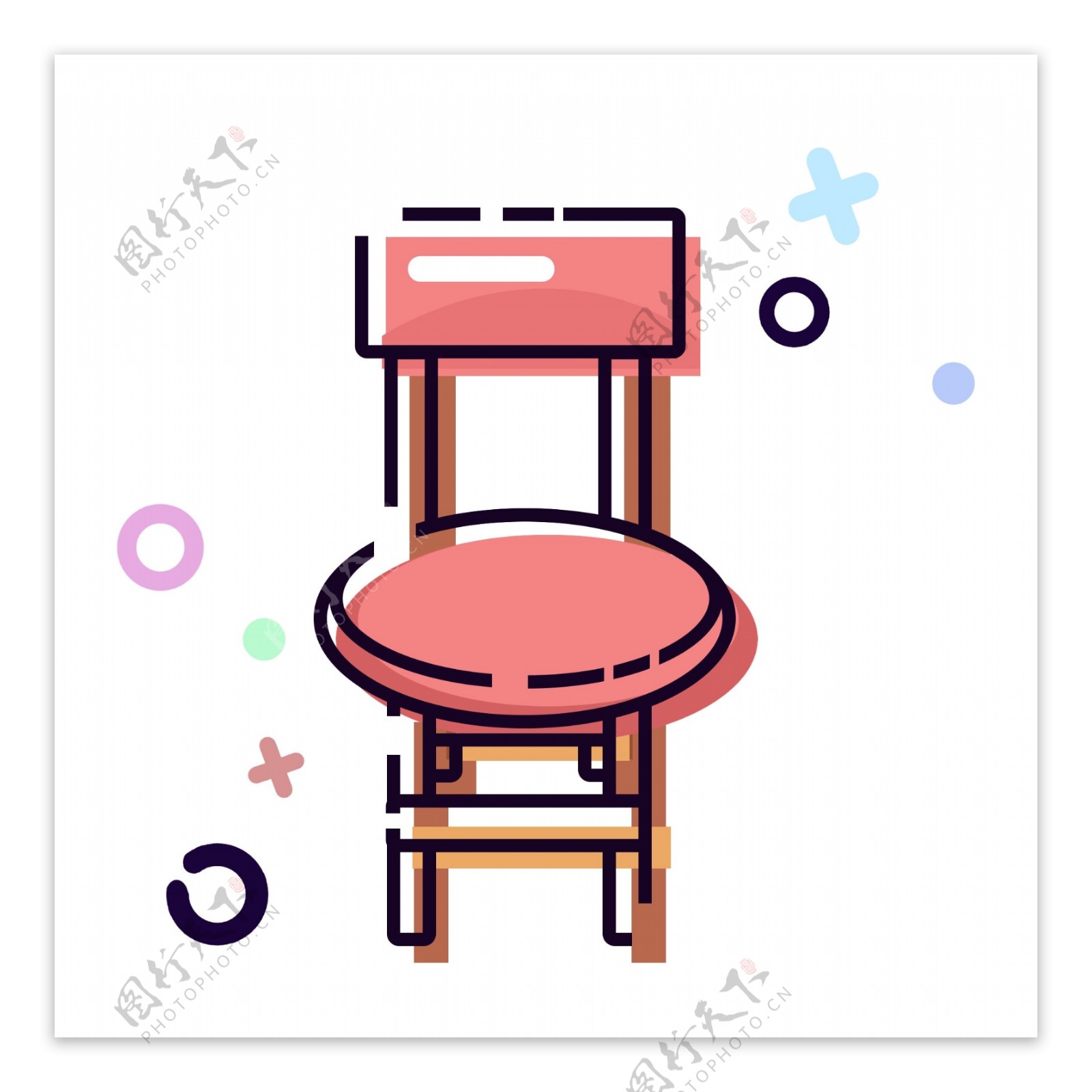 MBE风格生活用品粉色椅子卡通可爱可商用