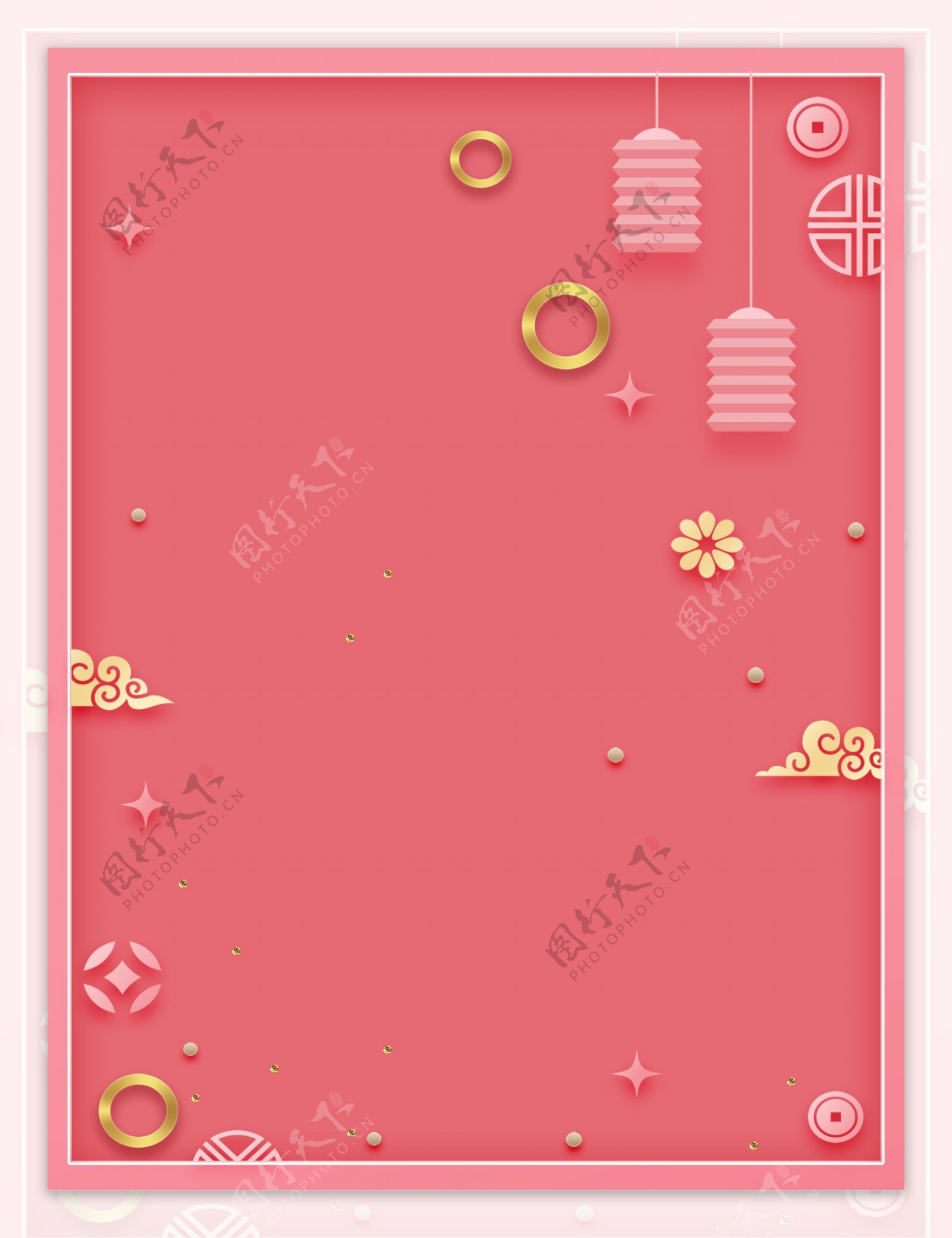 创意粉色灯笼新年背景设计