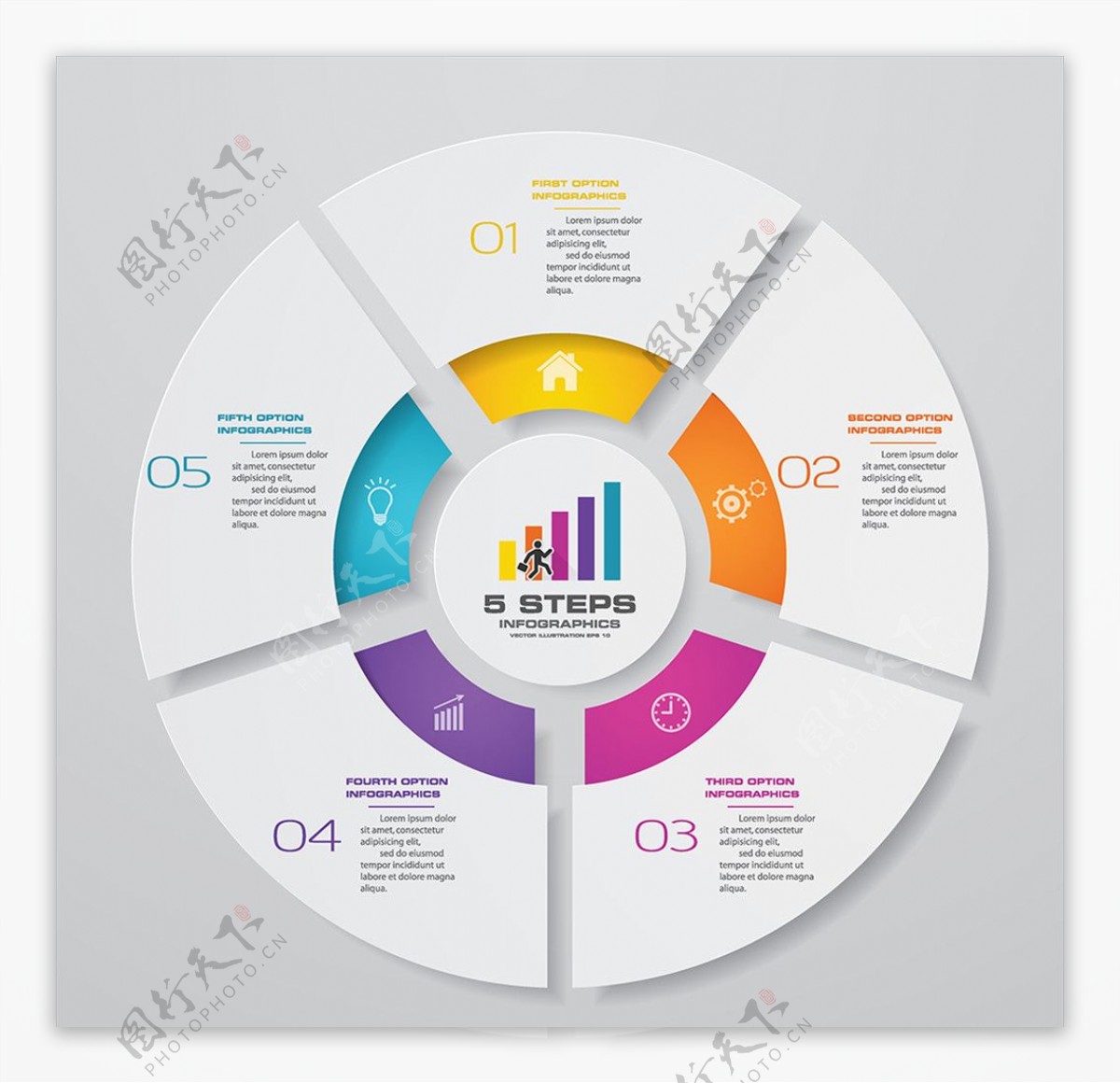 5步循环图信息图形元素