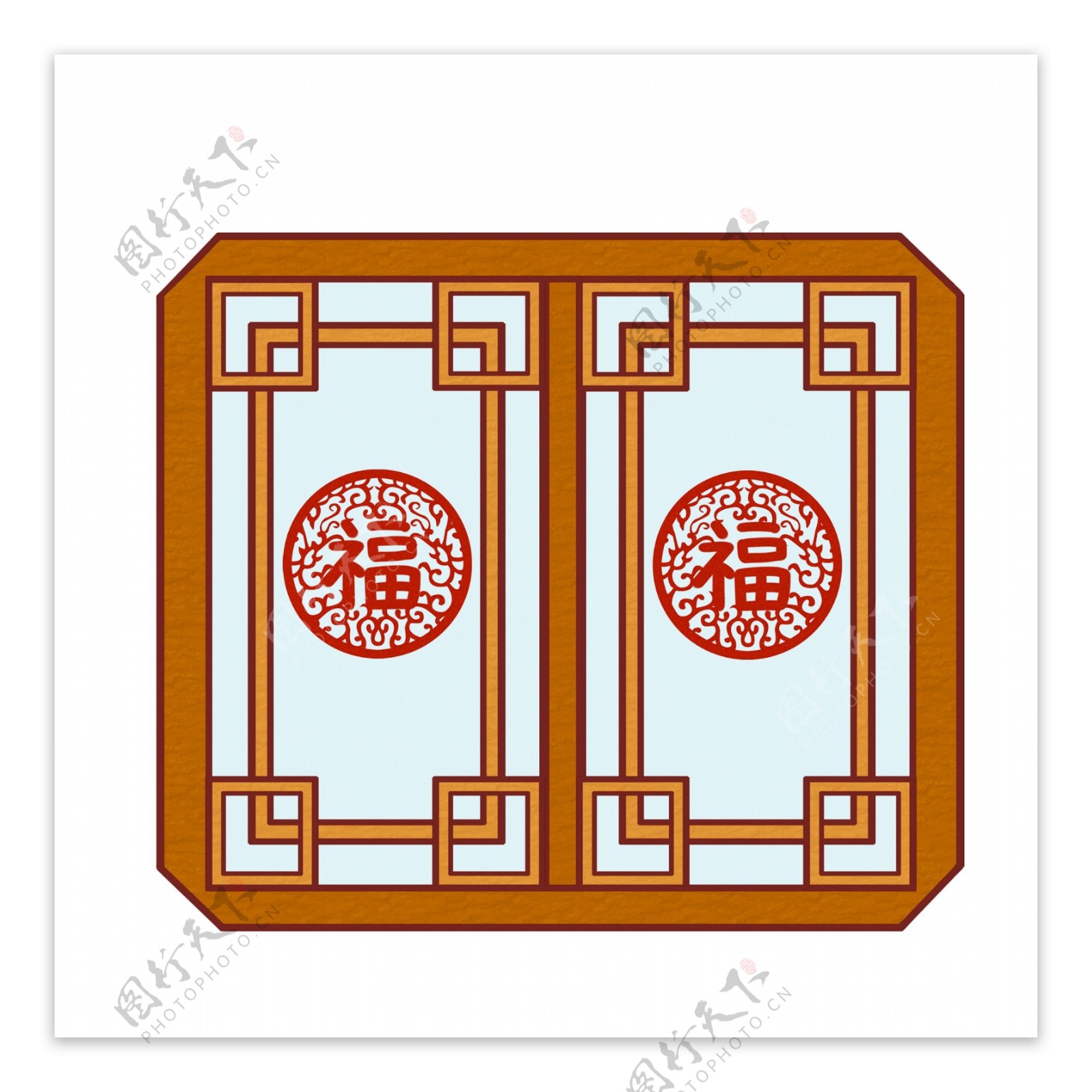 传统中国风新年门窗福贴元素设计