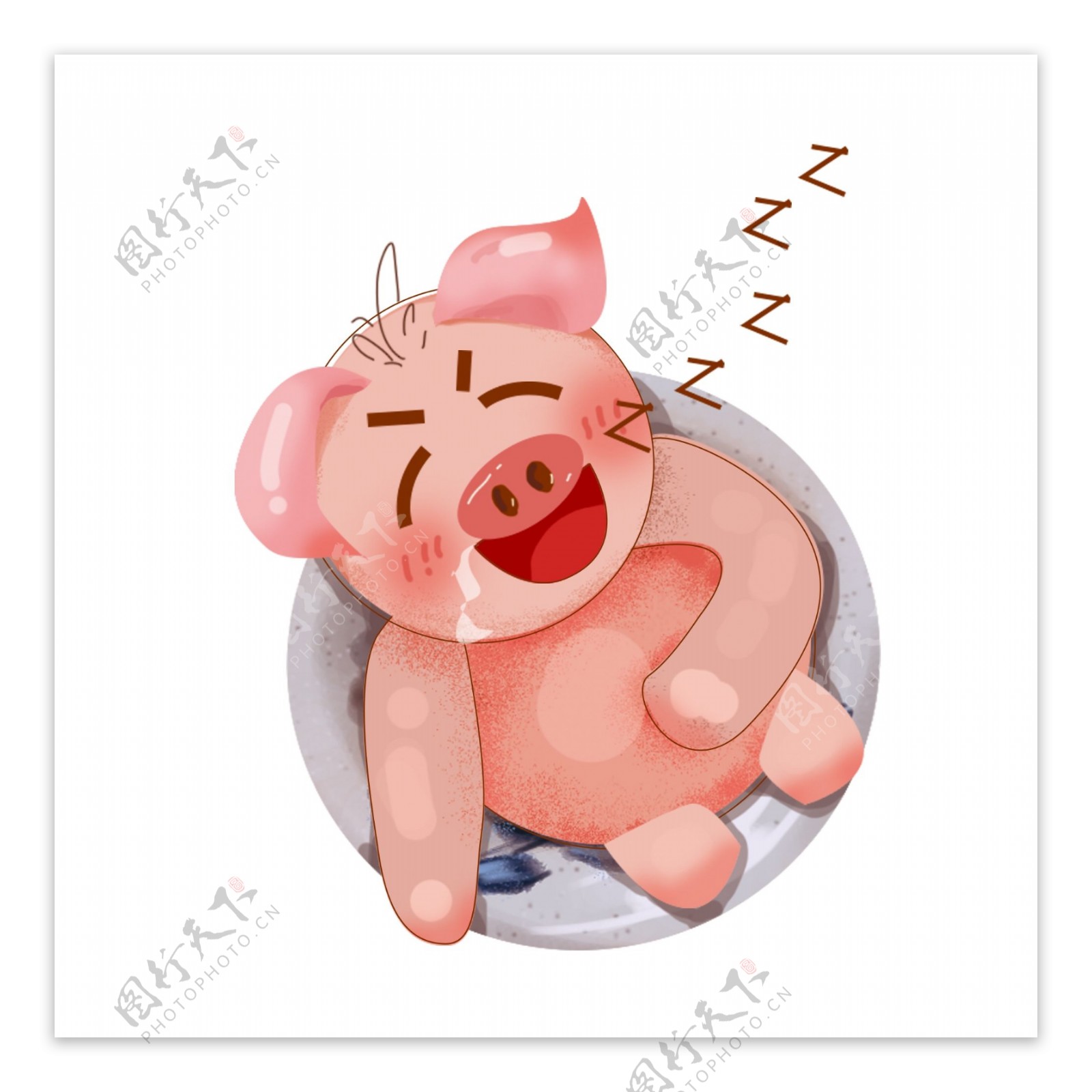 手绘卡通睡觉的小猪元素设计