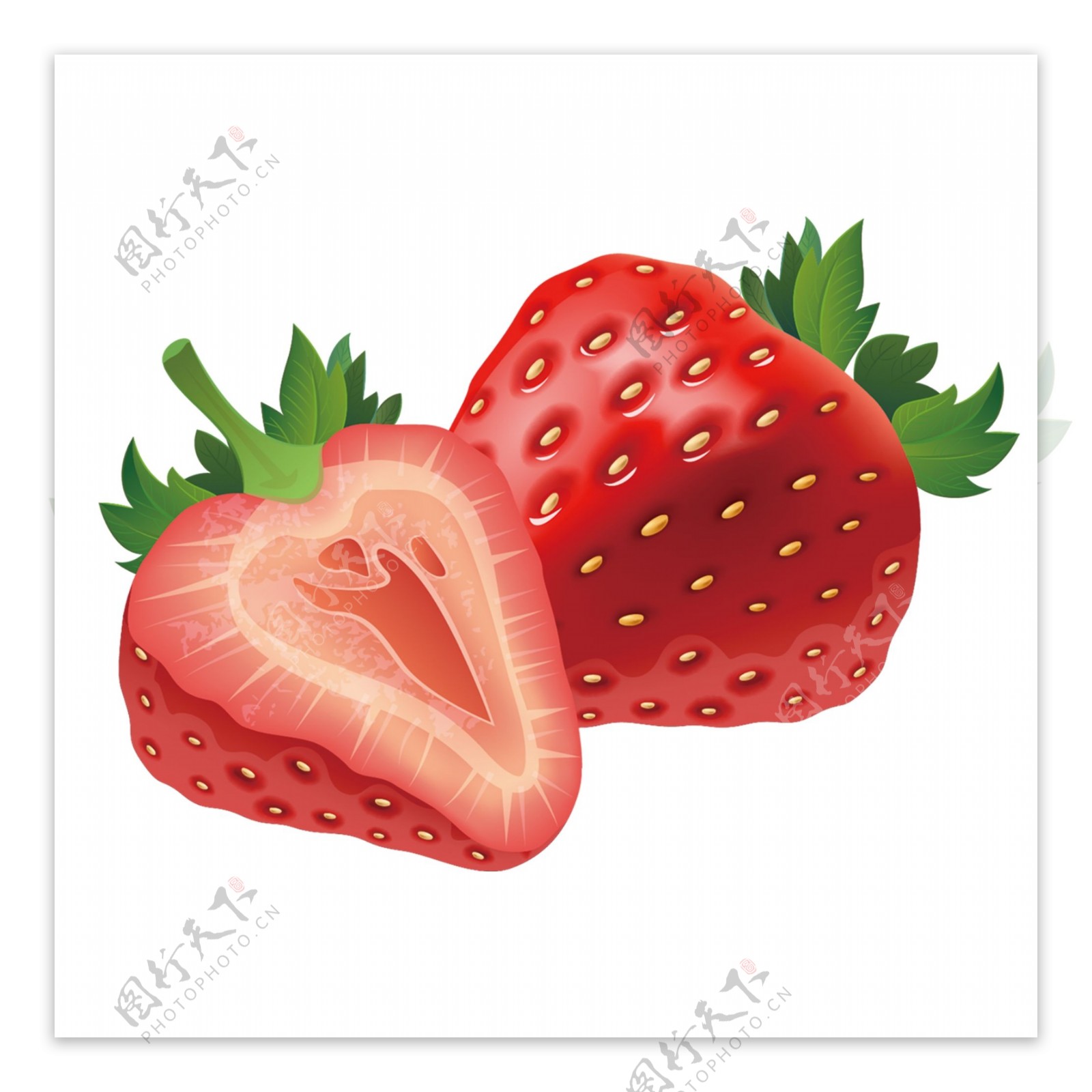 清新手绘草莓水果元素