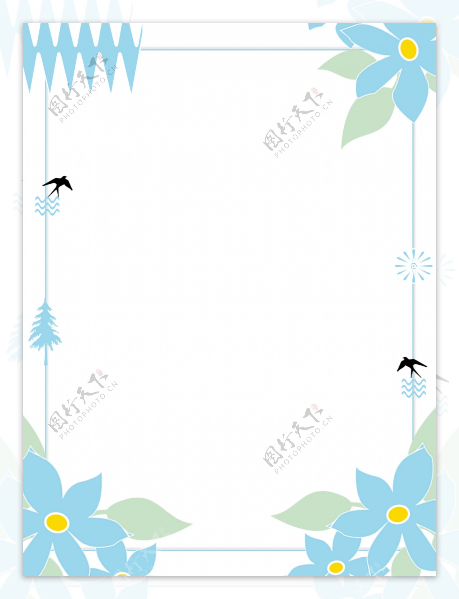 素雅文艺植物花夲边框背景