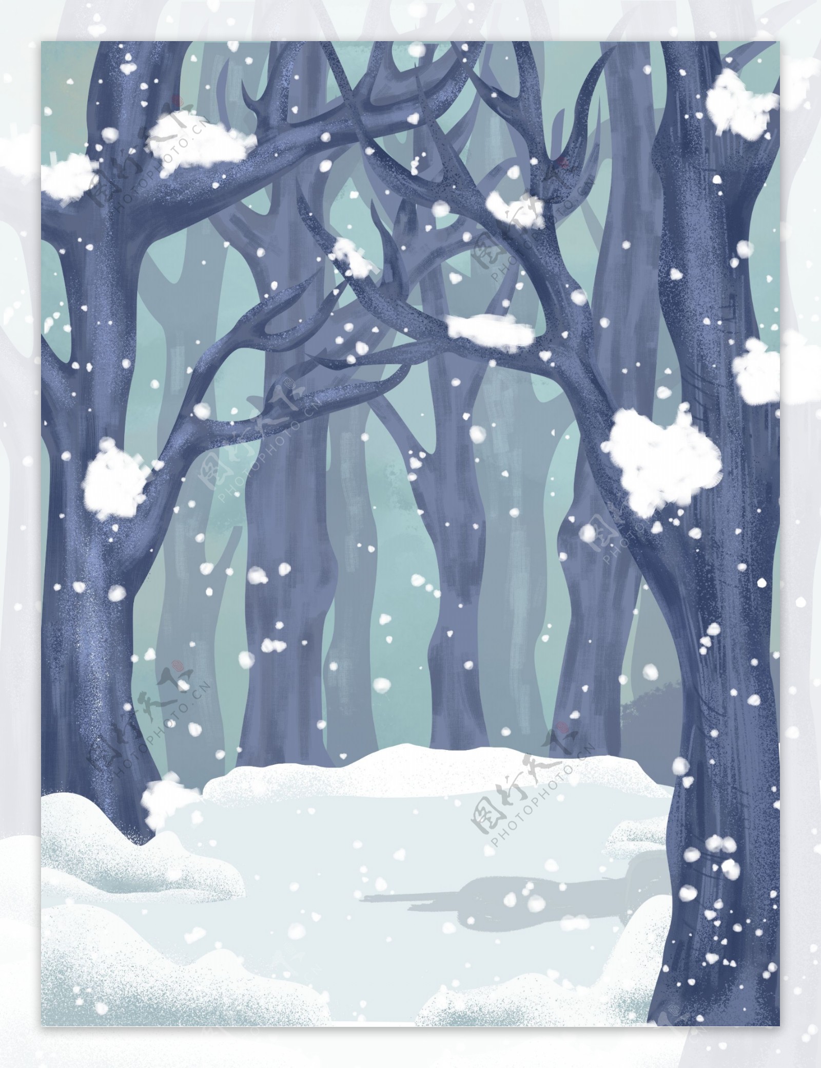 冬季树林雪景背景设计
