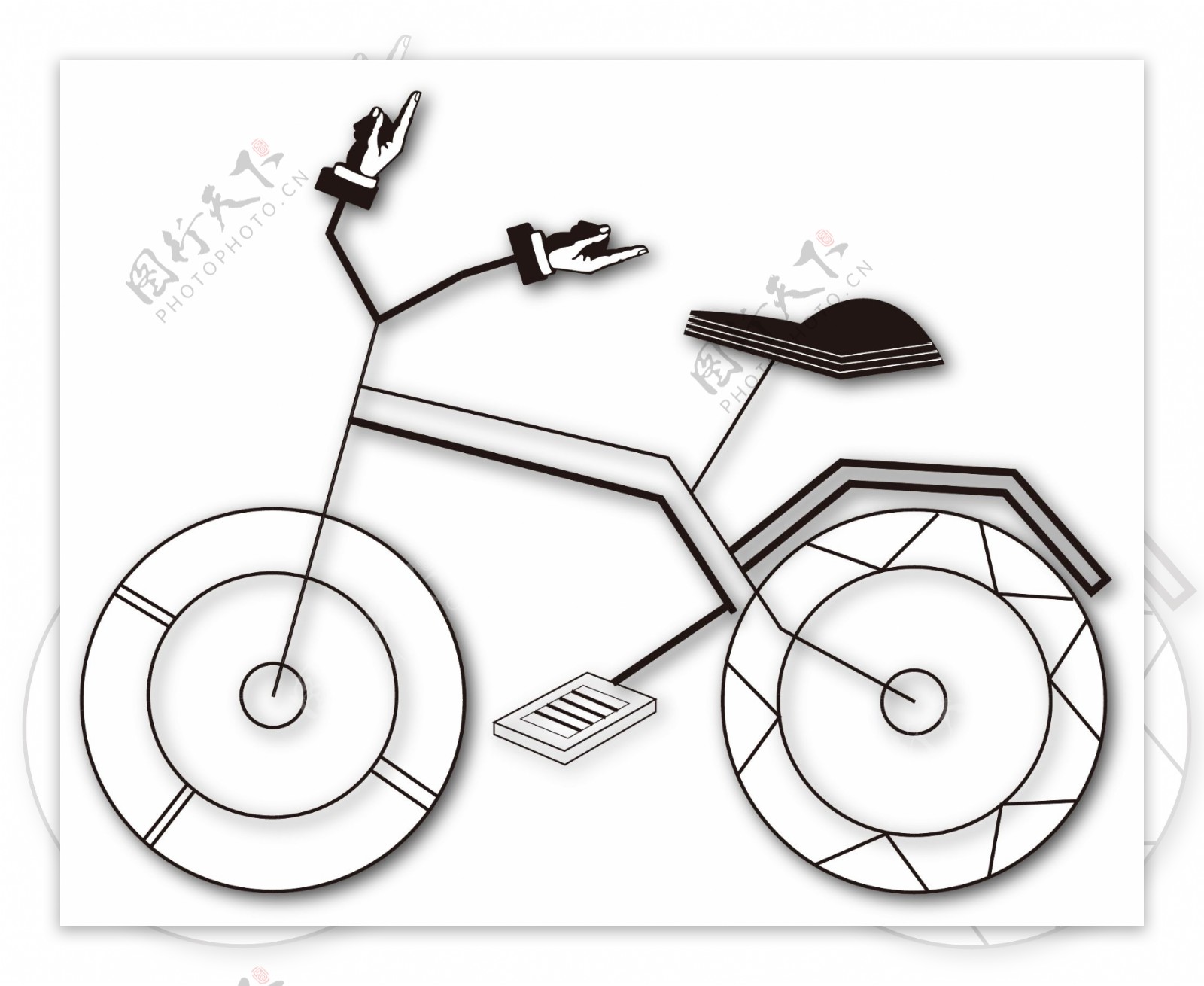 自行车黑白简约矢量图元素创意