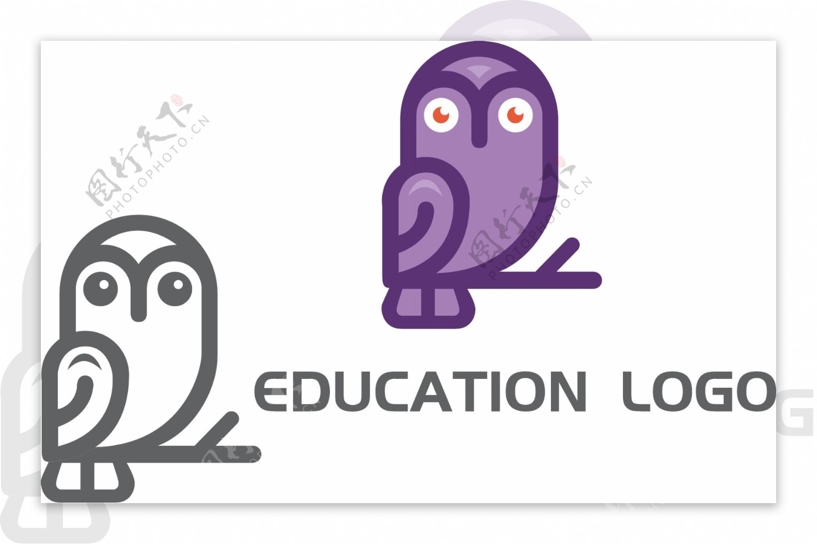 卡通猫头鹰教育机构logo