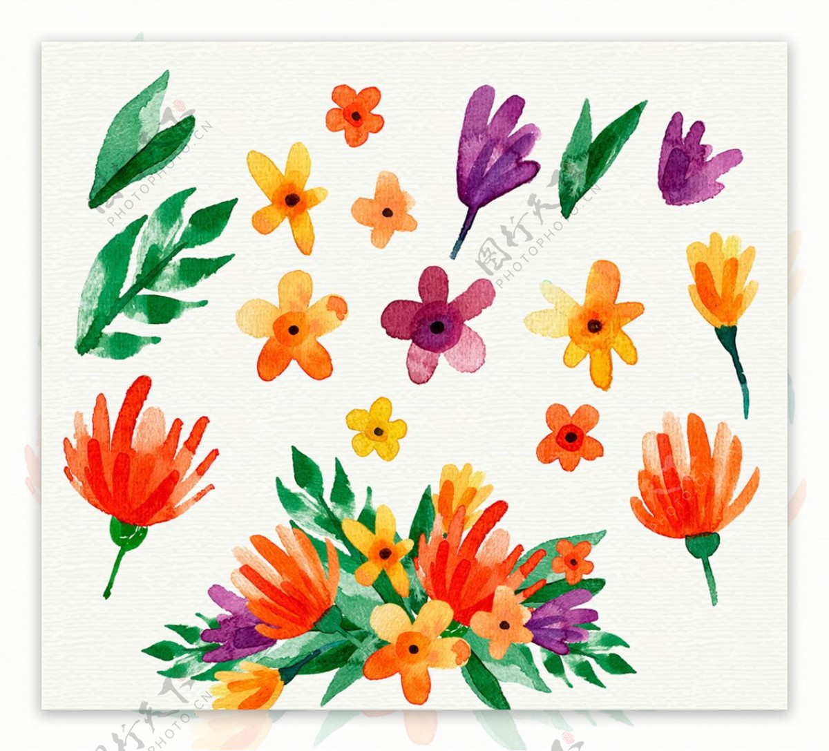 17款彩绘可爱花卉和叶子