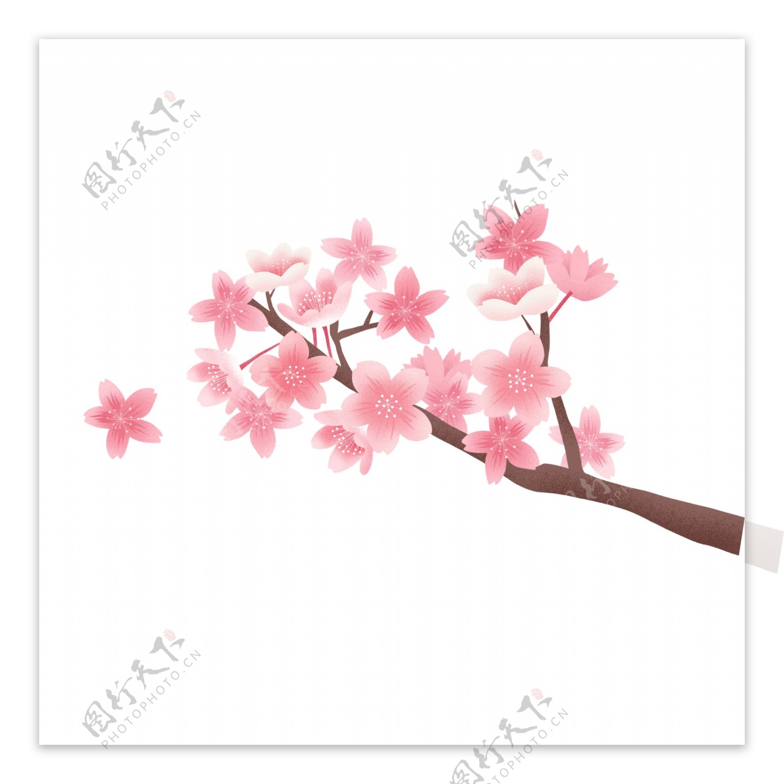 彩绘粉色花束图案元素