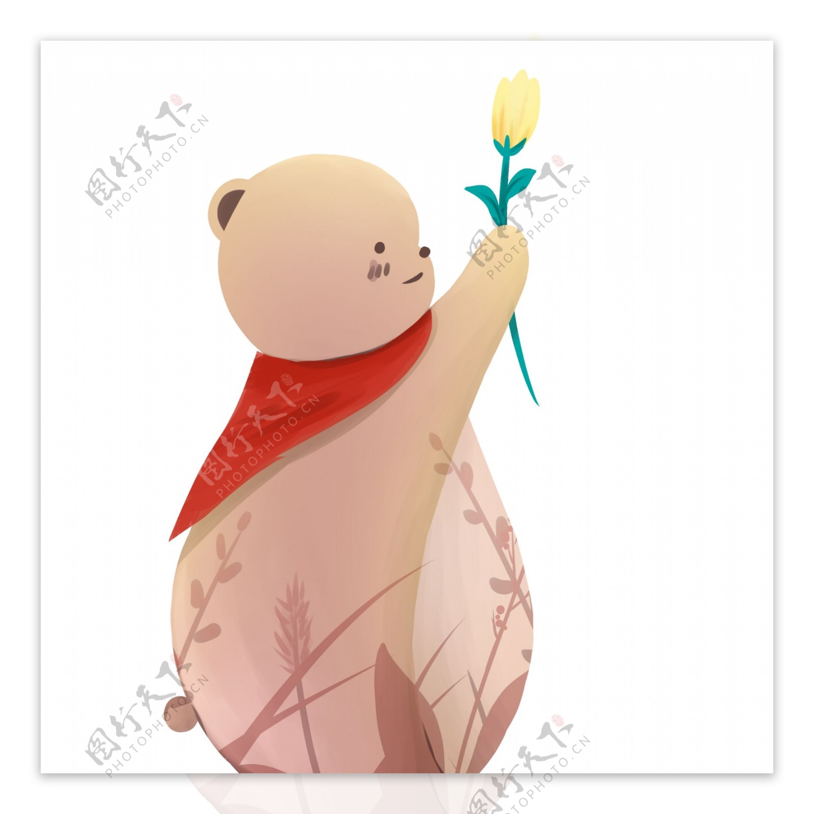 卡通献花的可爱小熊动物设计
