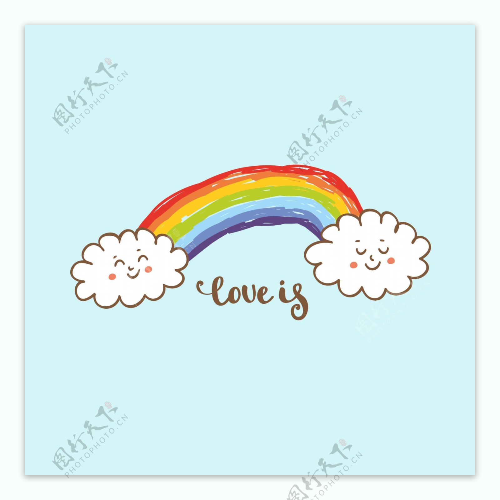 可爱卡通彩虹云朵素材模板免费下载_psd格式_1024像素_编号35422356-千图网