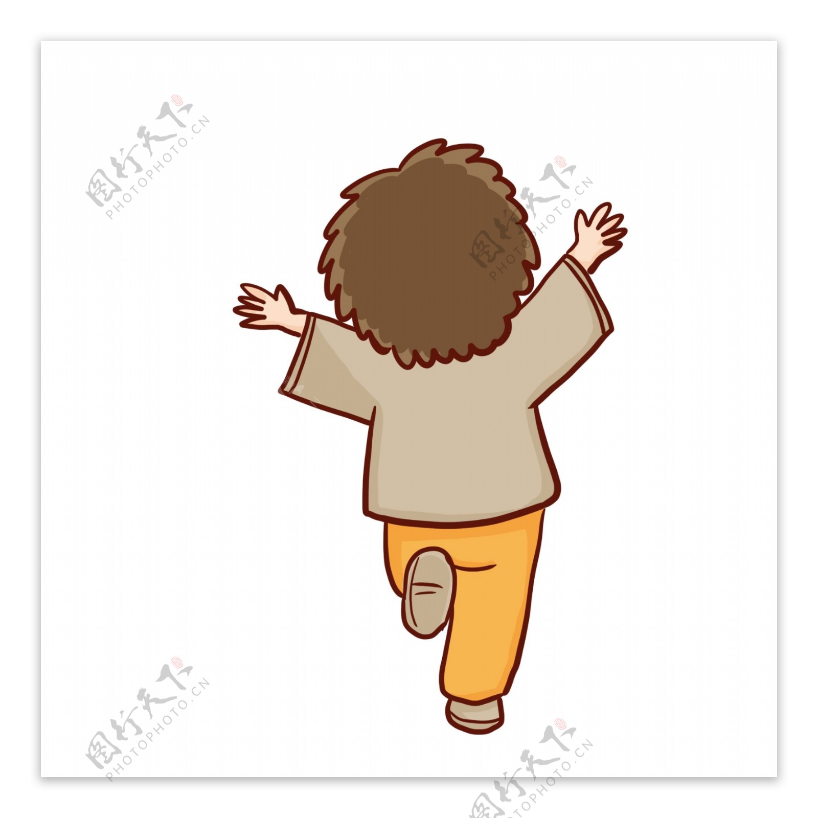 卡通开心奔跑的小男孩人物背影设计