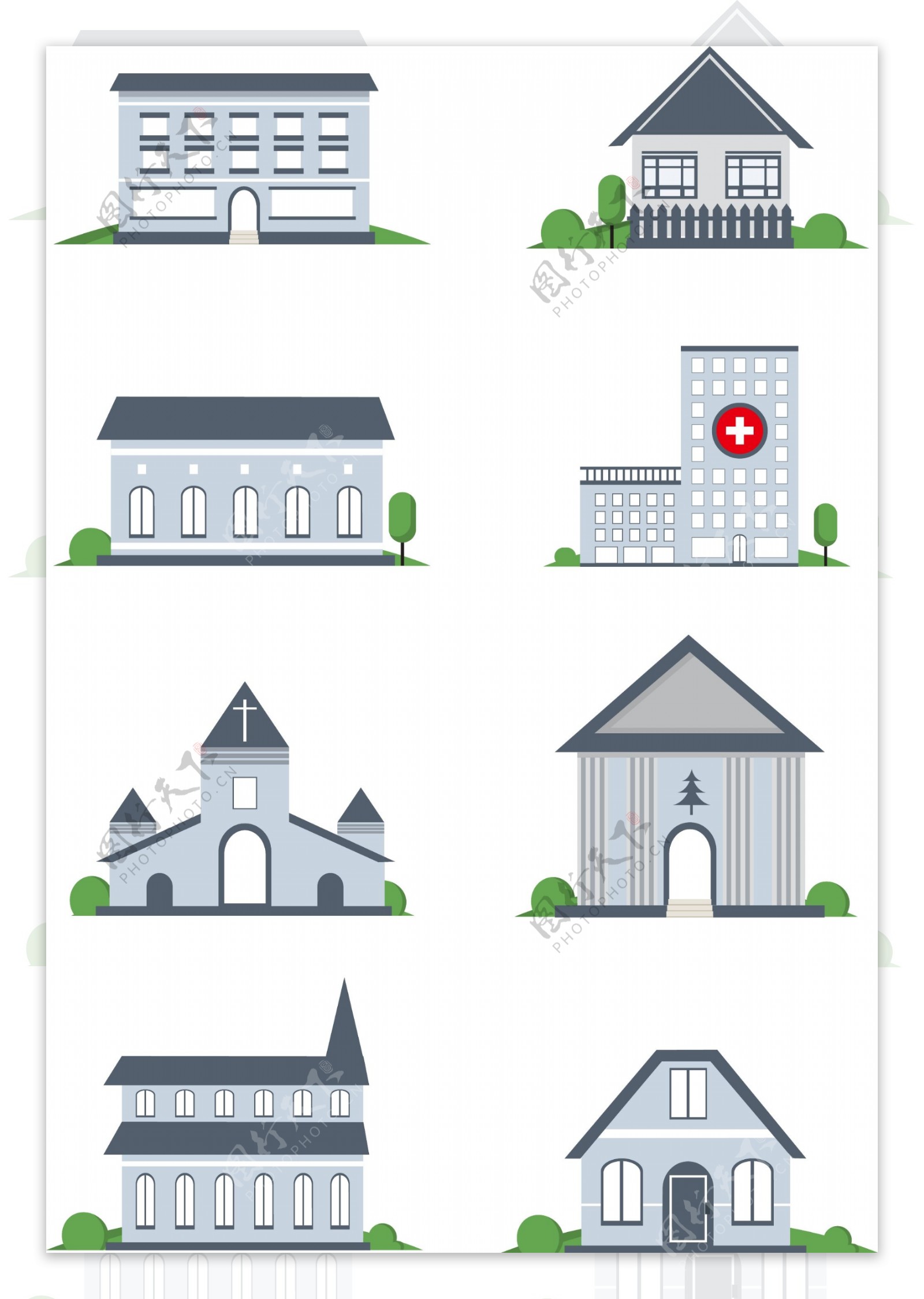 建筑物矢量几何房子卡通图标图形元素